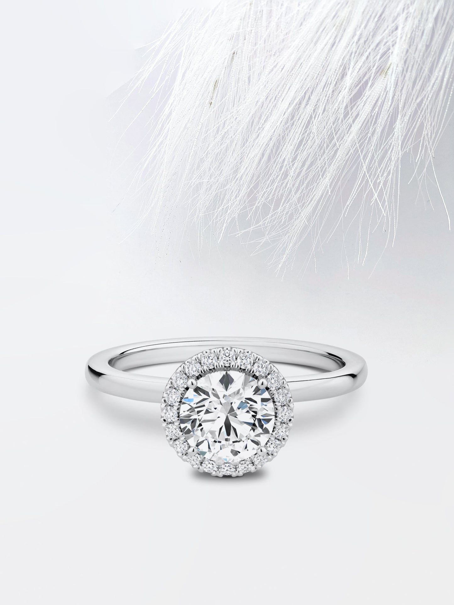 0.75CT Round Cut Halo Moissanite Diamond Engagement Ring For Her