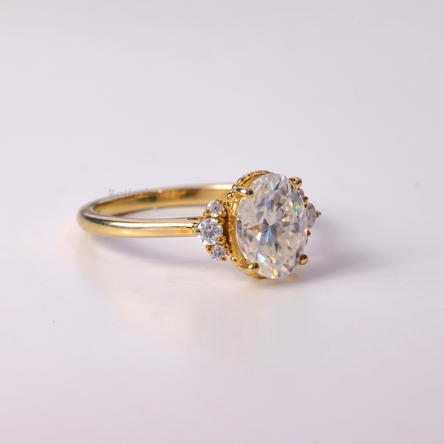 1.0CT Oval Cut Cluster Moissanite Engagement Ring - Ready to Ship
