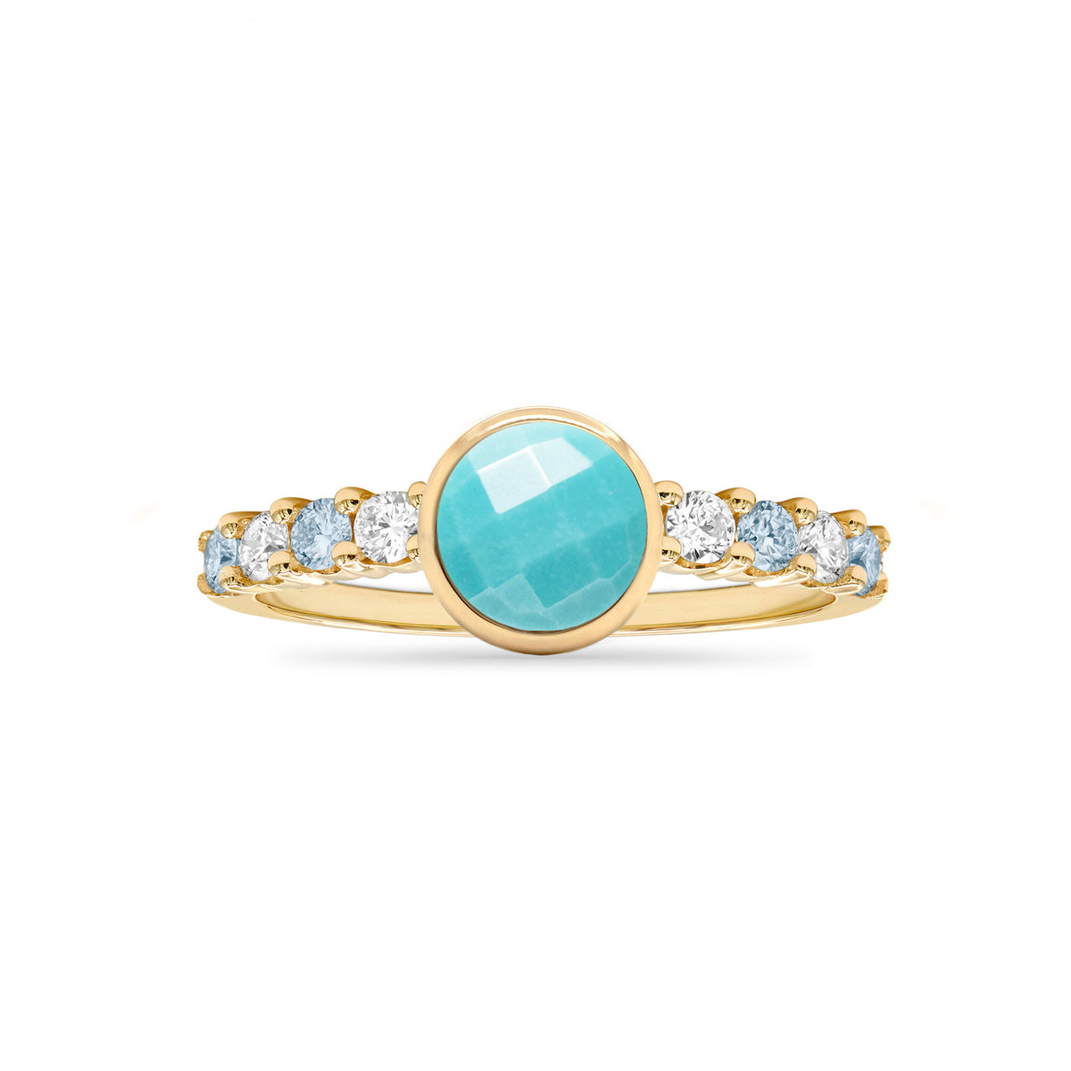 0.90CT Round Cut Topaz Moissanite December Birthstone Engagement Ring