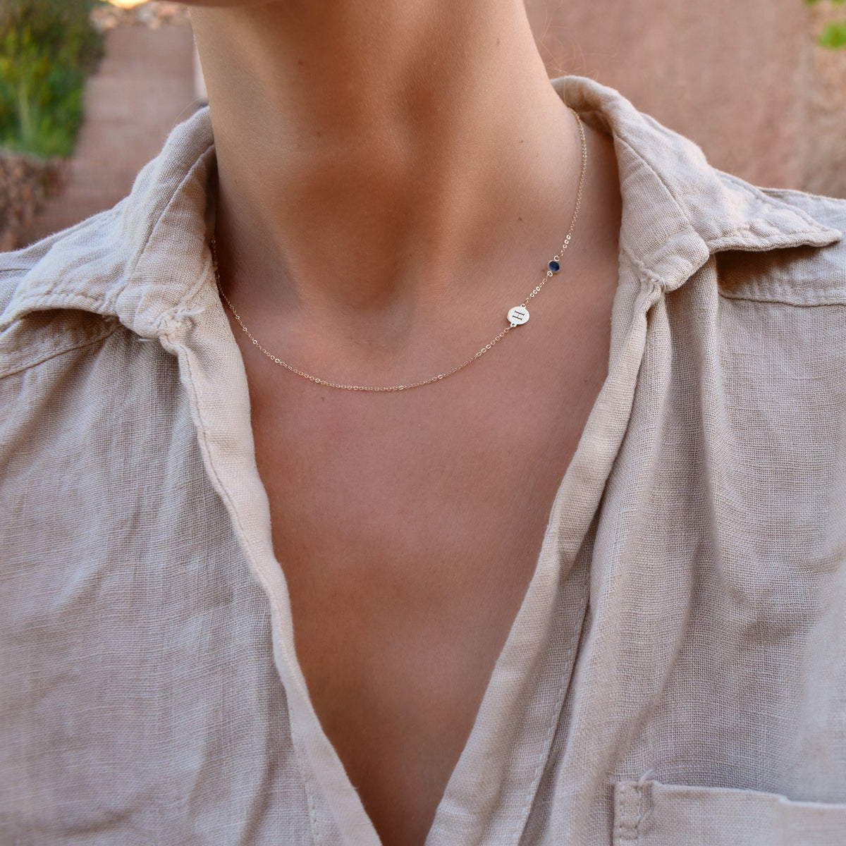 0.25 TCW Round Cut Customized Moissanite September Birthstone Necklace