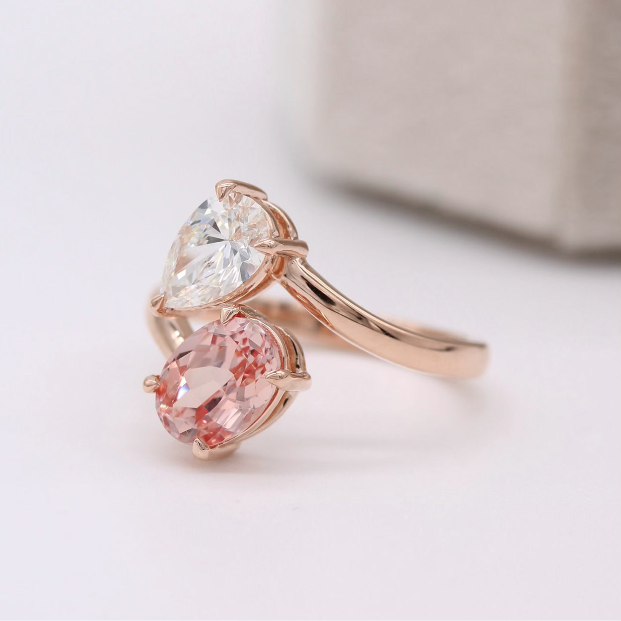 1.77ct Pear And Oval Cut Two Stone Moissanite Diamond Engagement Ring