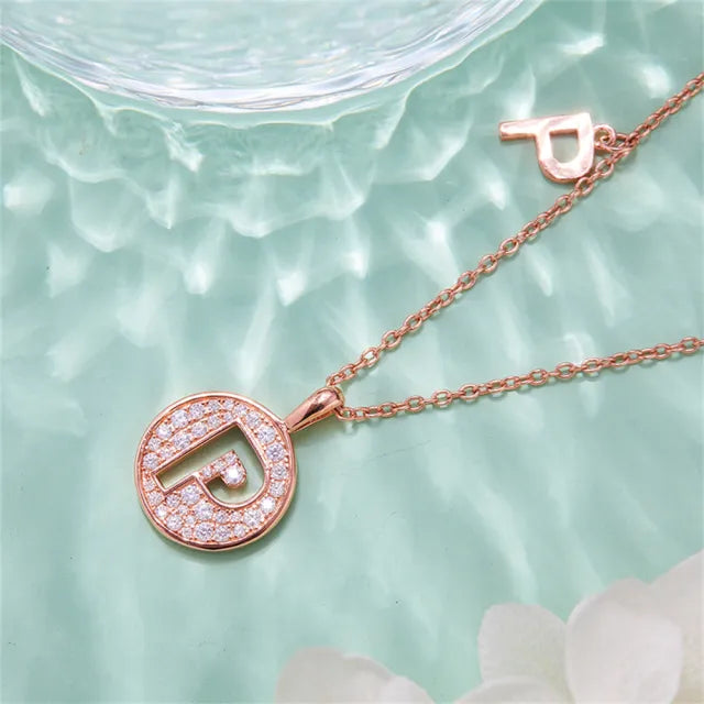 \ P \" Letter Moissanite Diamond Necklace for Women"