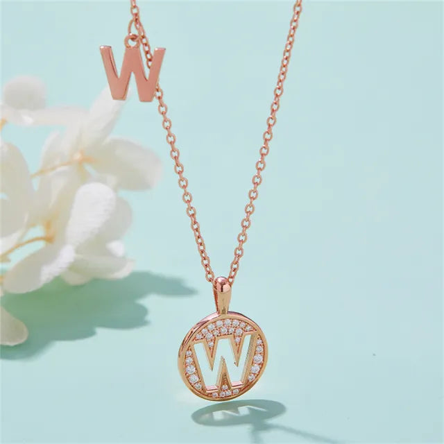 \ W \" Letter Moissanite Diamond Necklace for Women"