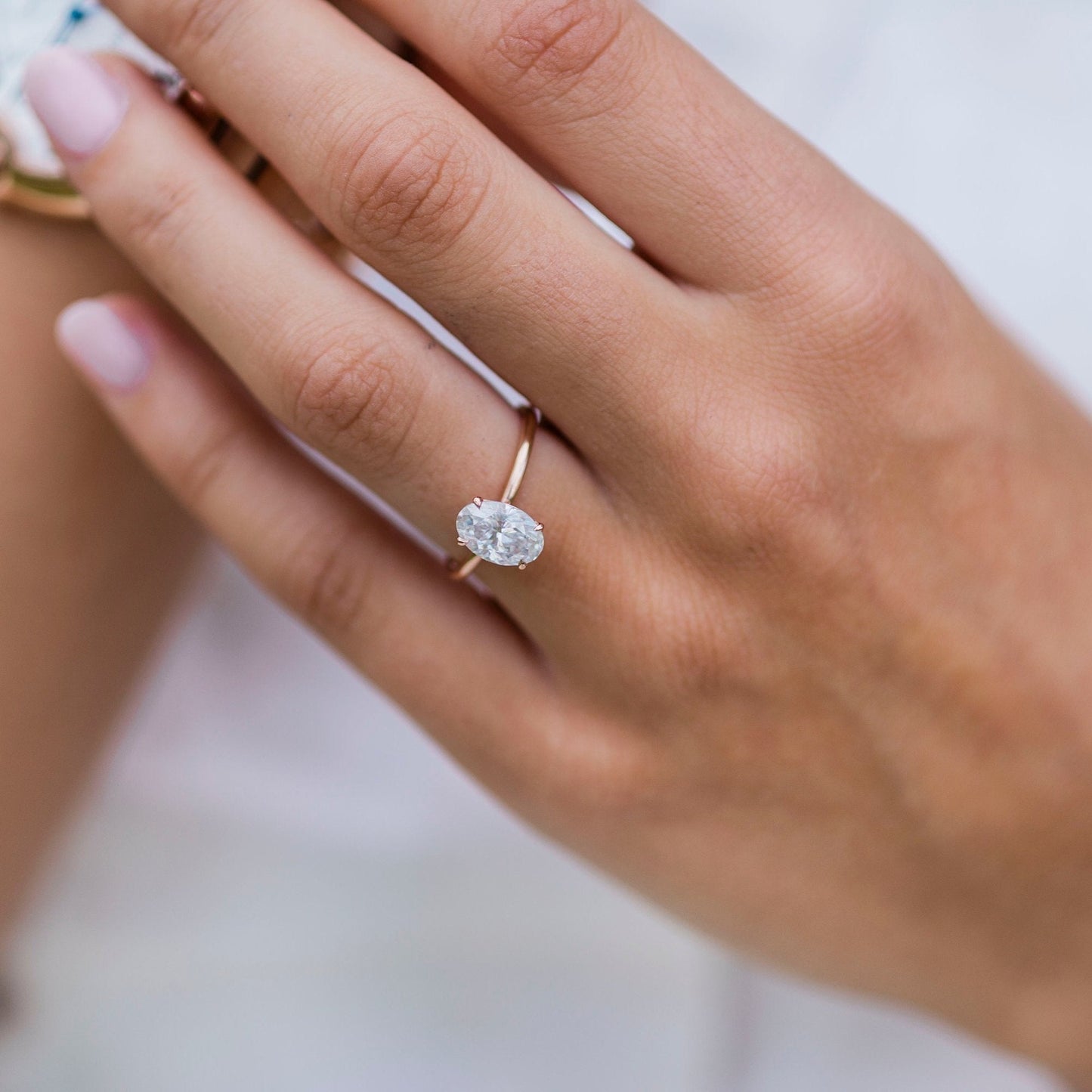1.85CT Oval Cut Solitaire Moissanite Diamond Engagement Ring