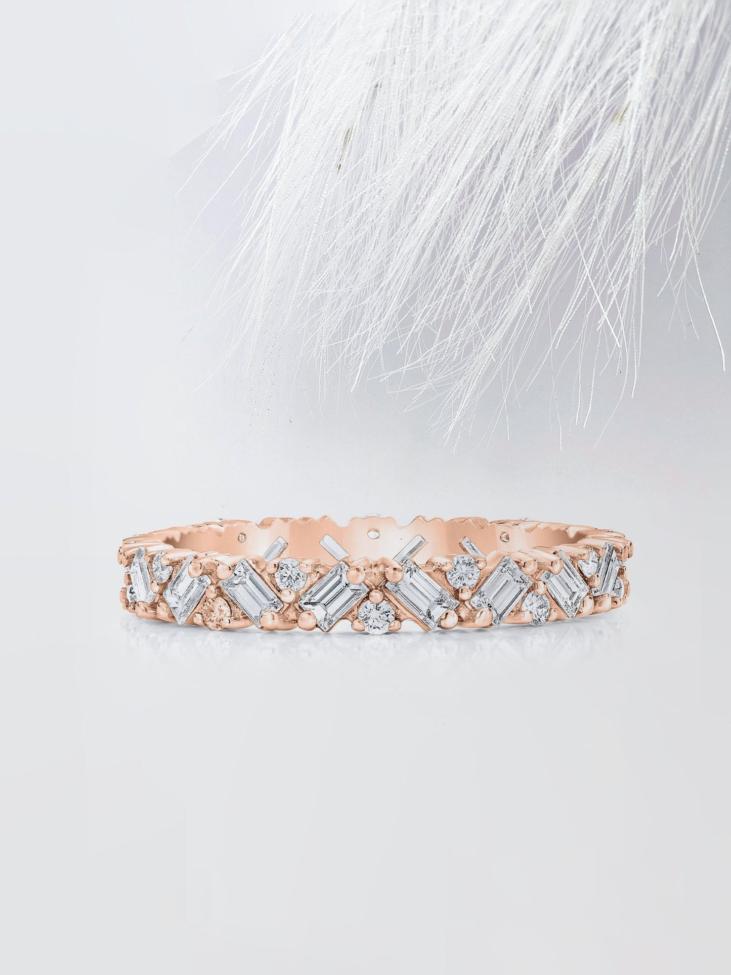 Round & Emerald Cut Cluster Diamond Wedding Band For Women