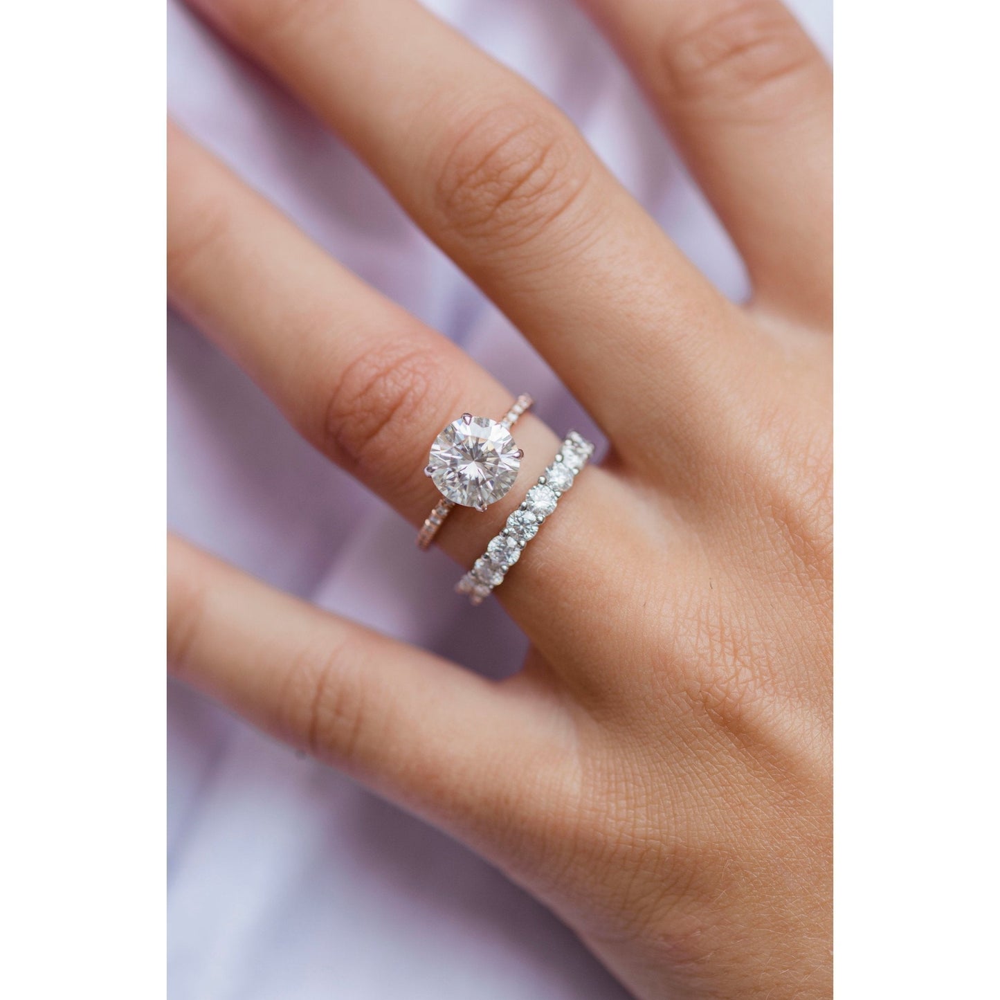 2.10CT Round Cut Hidden Halo Moissanite Diamond Engagement Ring