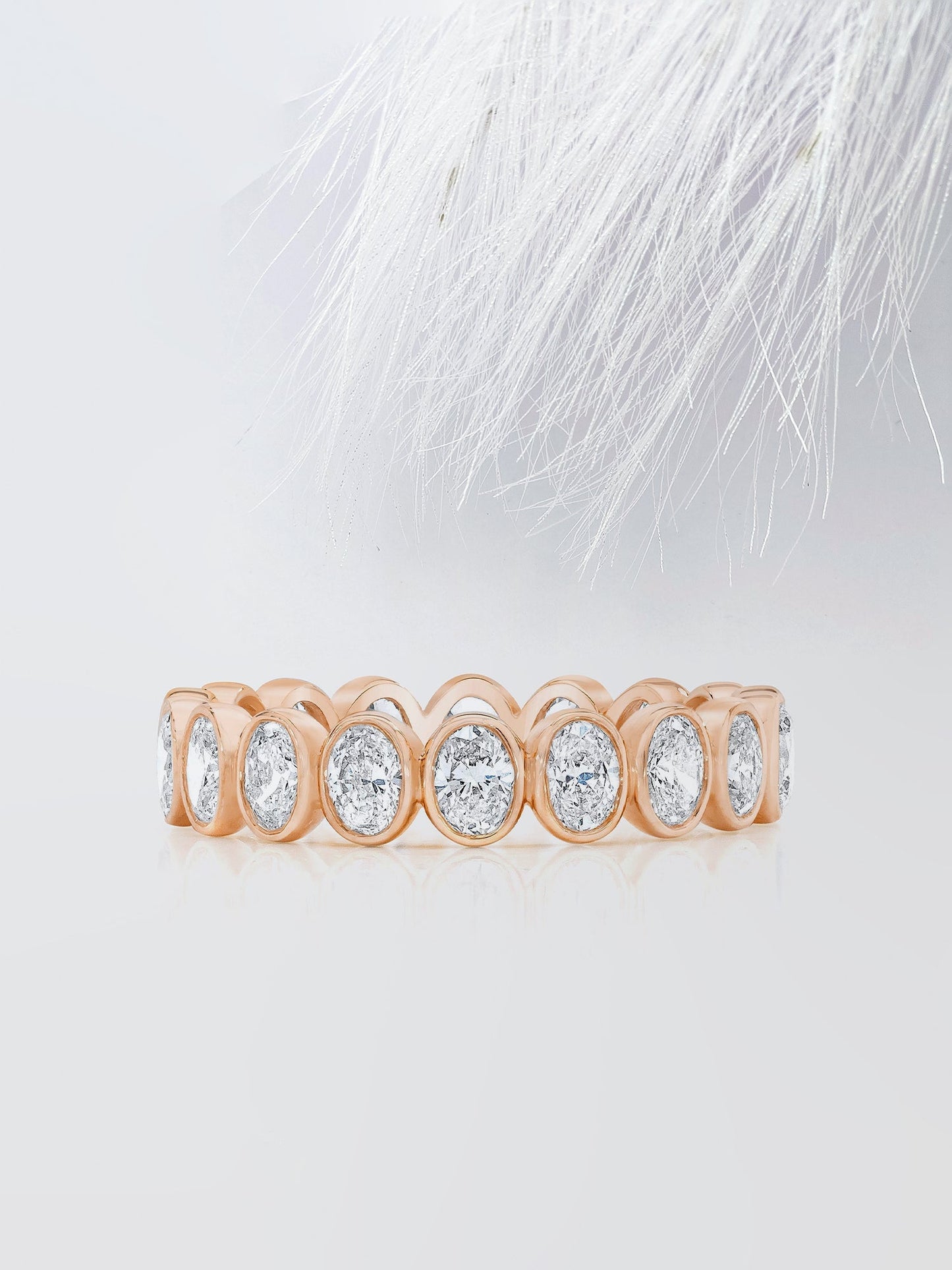 Oval Cut Bezel Diamond Wedding Band For Women