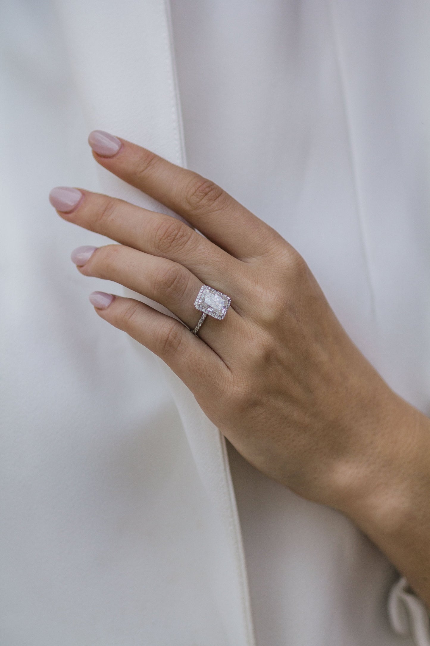 3.50CT Radiant Cut Unique Halo Diamond Moissanite Engagement Ring