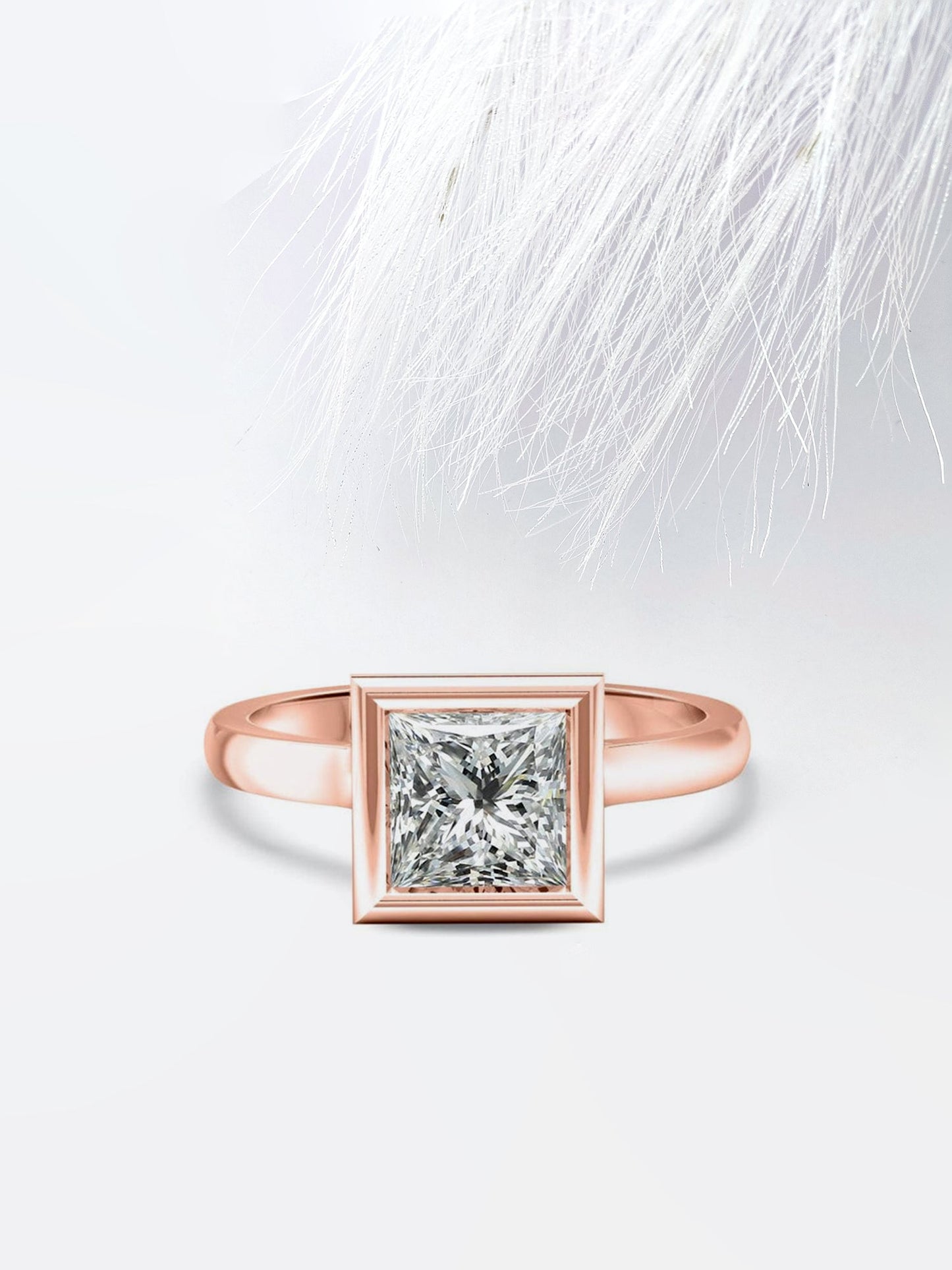1.0CT Princess Cut Bezel Moissanite Diamond Engagement Ring For Her