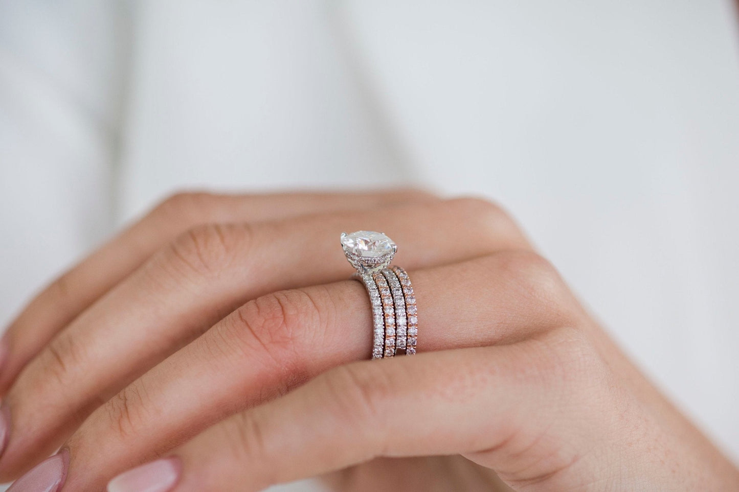 2.50CT Round Cut Hidden Halo Moissanite Diamond Engagement Ring