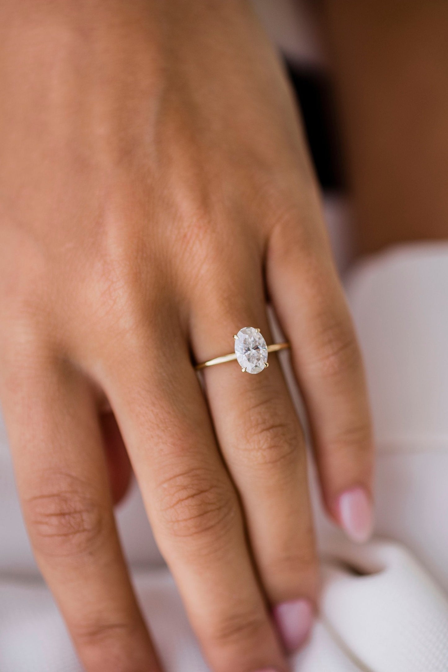 1.85CT Oval Cut Solitaire Moissanite Diamond Engagement Ring