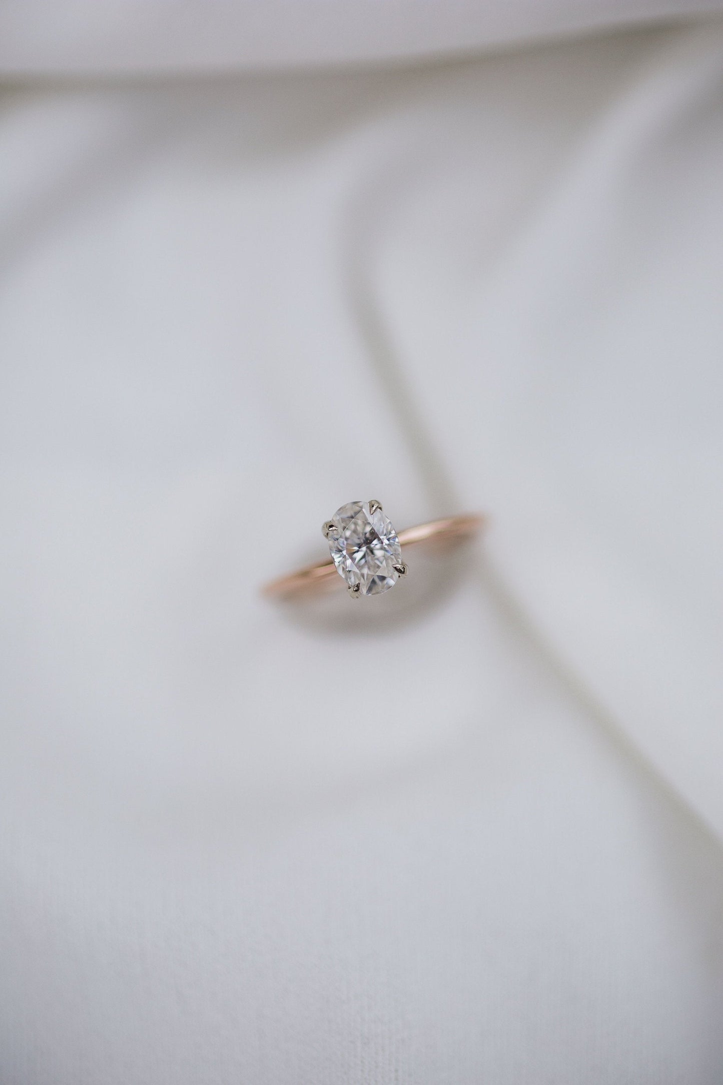 1.33CT Oval Hidden Halo Four Prong Moissanite Diamond Engagement Ring