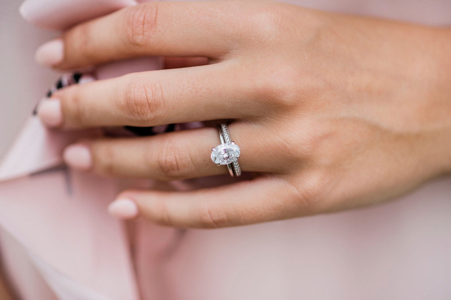 2.10CT Oval Cut Hidden Halo Moissanite Diamond Engagement Ring