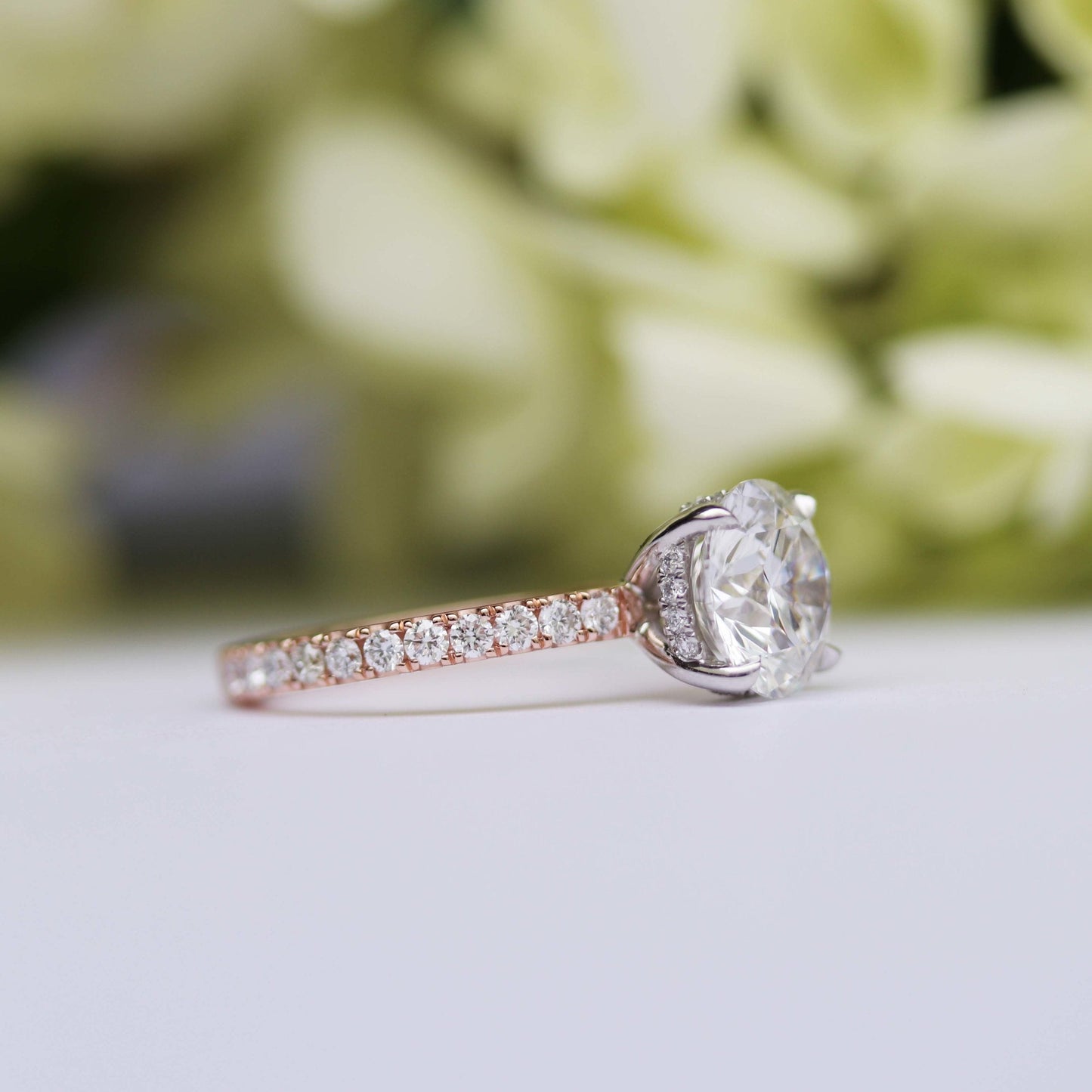 1.50CT Round Brilliant Cut Moissanite Pave Diamond Engagement Ring