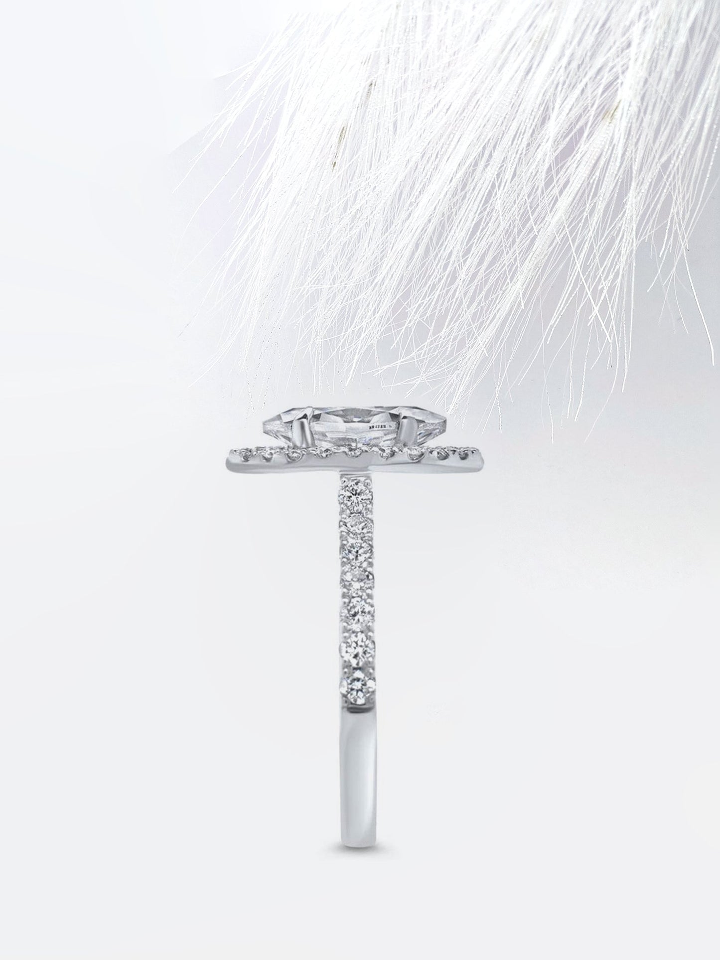 2.0CT Marquise Cut Halo Moissanite Diamond Engagement Ring in White Gold