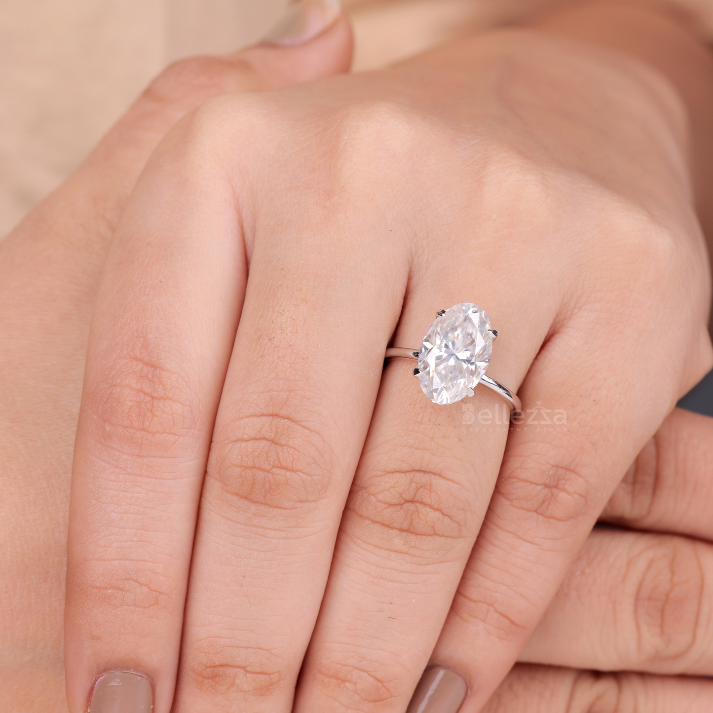 5.50CT Oval Cut Moissanite Hidden Halo Engagement Ring - Ready to ship