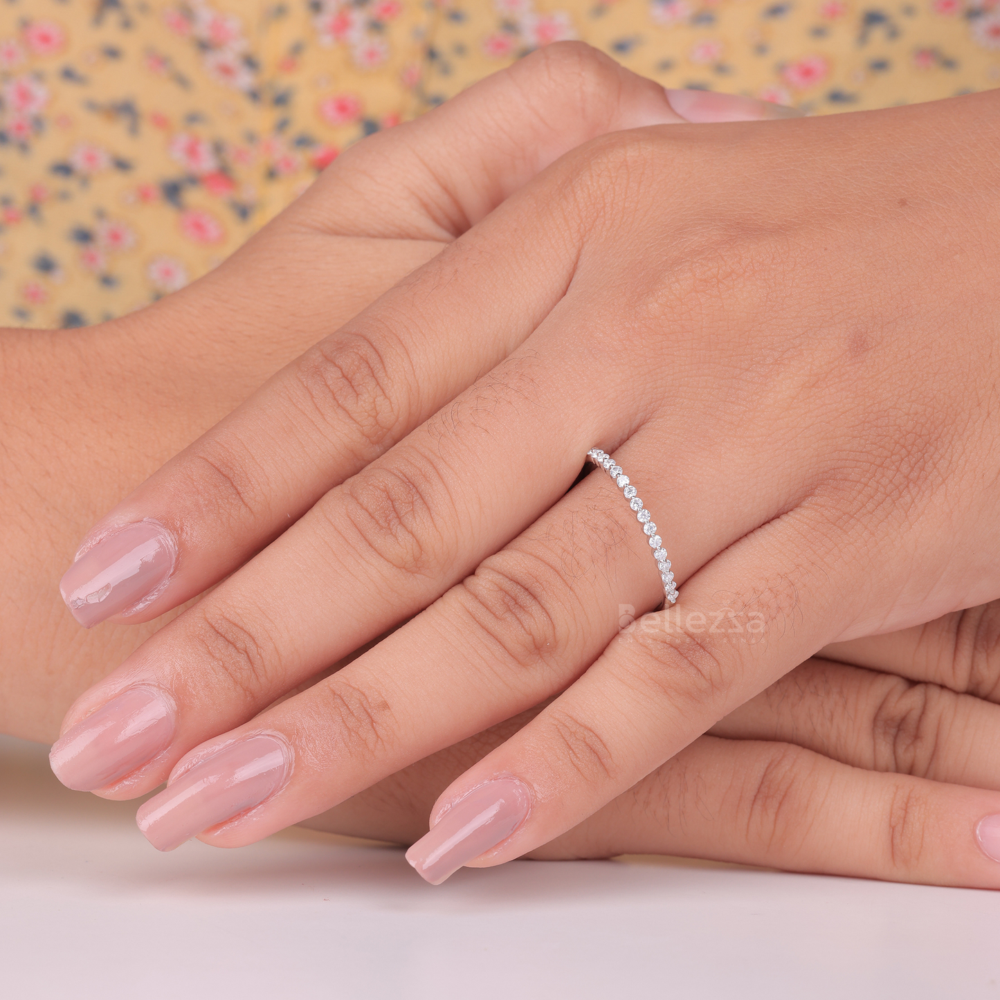 0.30TCW Round Brilliant Bubble Prong Moissanite Wedding Band - Ready to Ship