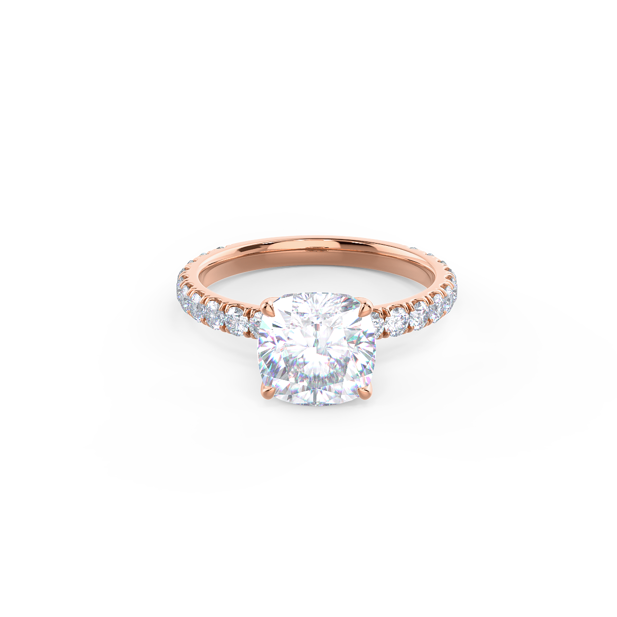 1.75CT Cushion Cut Moissanite Cathedral Pave Diamond Engagement Ring