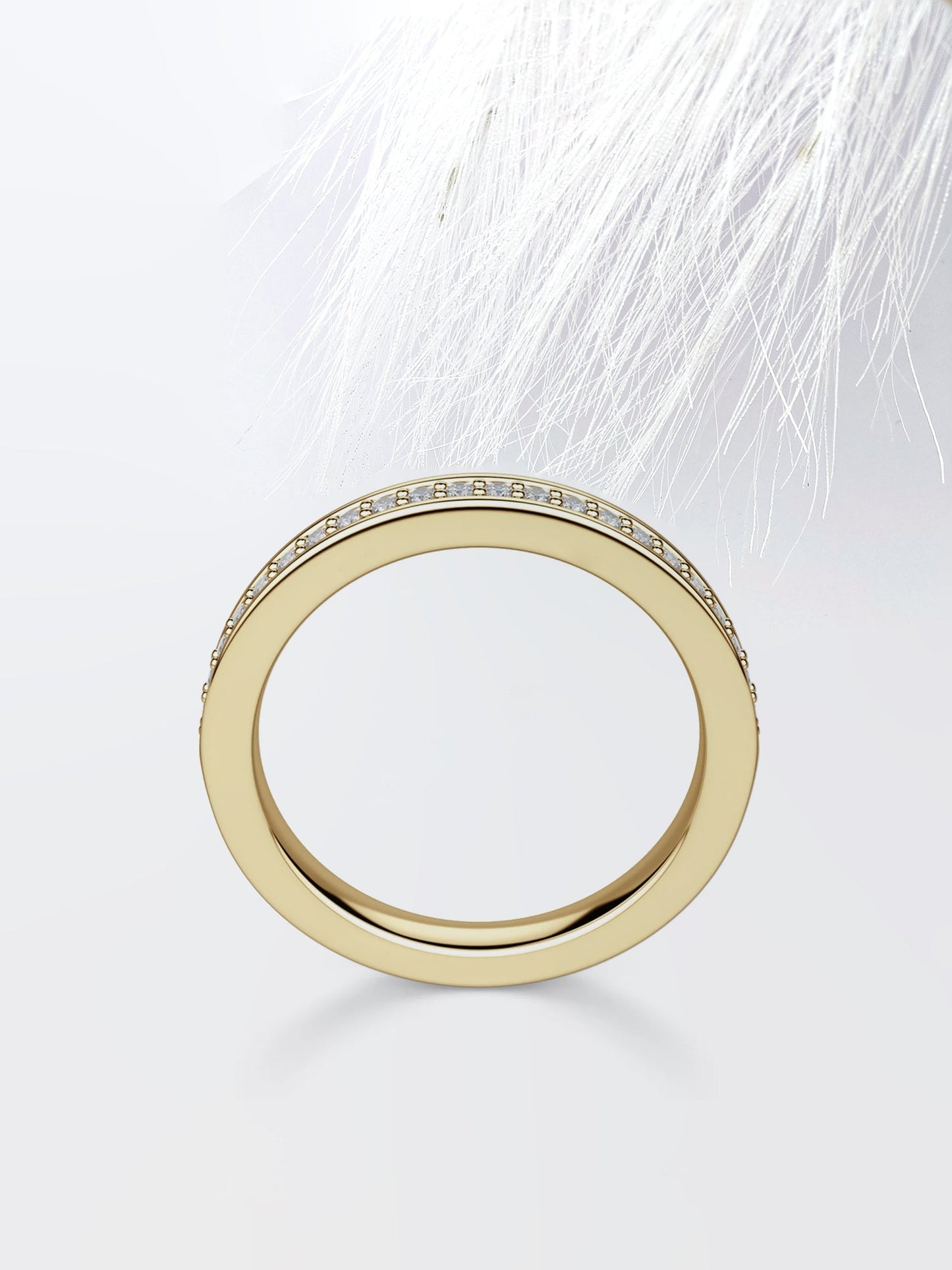 Round Cut Channel Diamond Wedding Band For Women