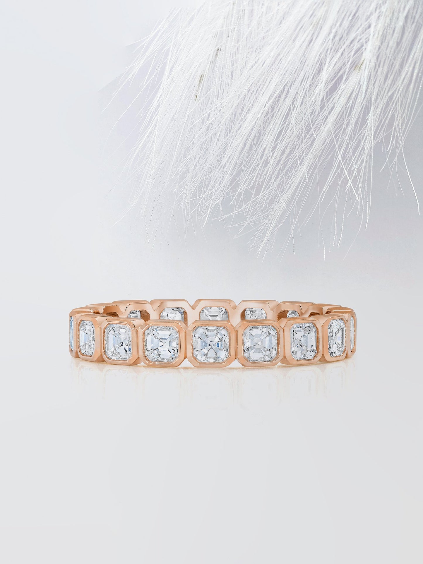 Asscher Cut Bezel Diamond Wedding Band For Women