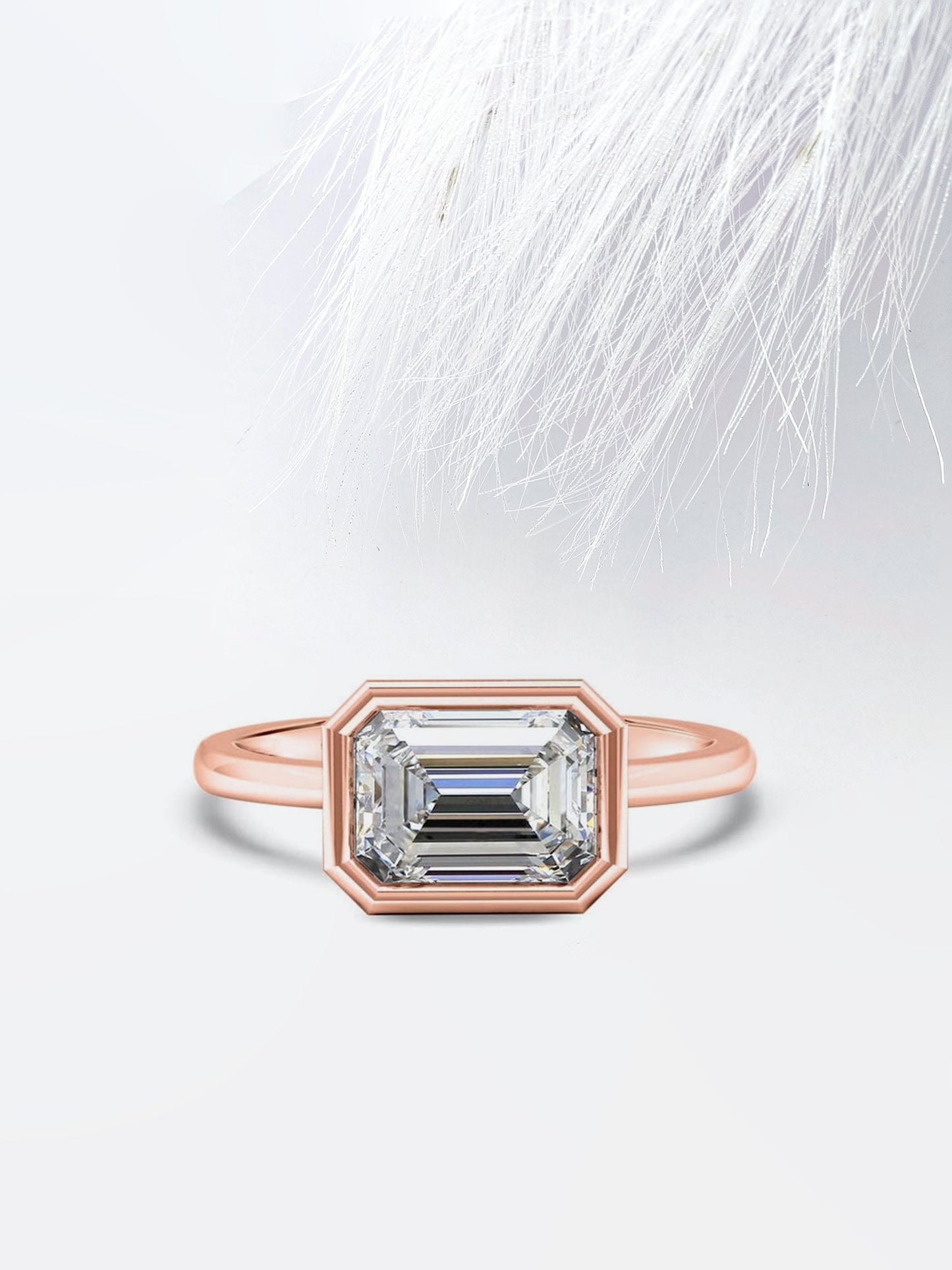 2.0CT Emerald Cut Bezel Moissanite Diamond Engagement Ring For Her