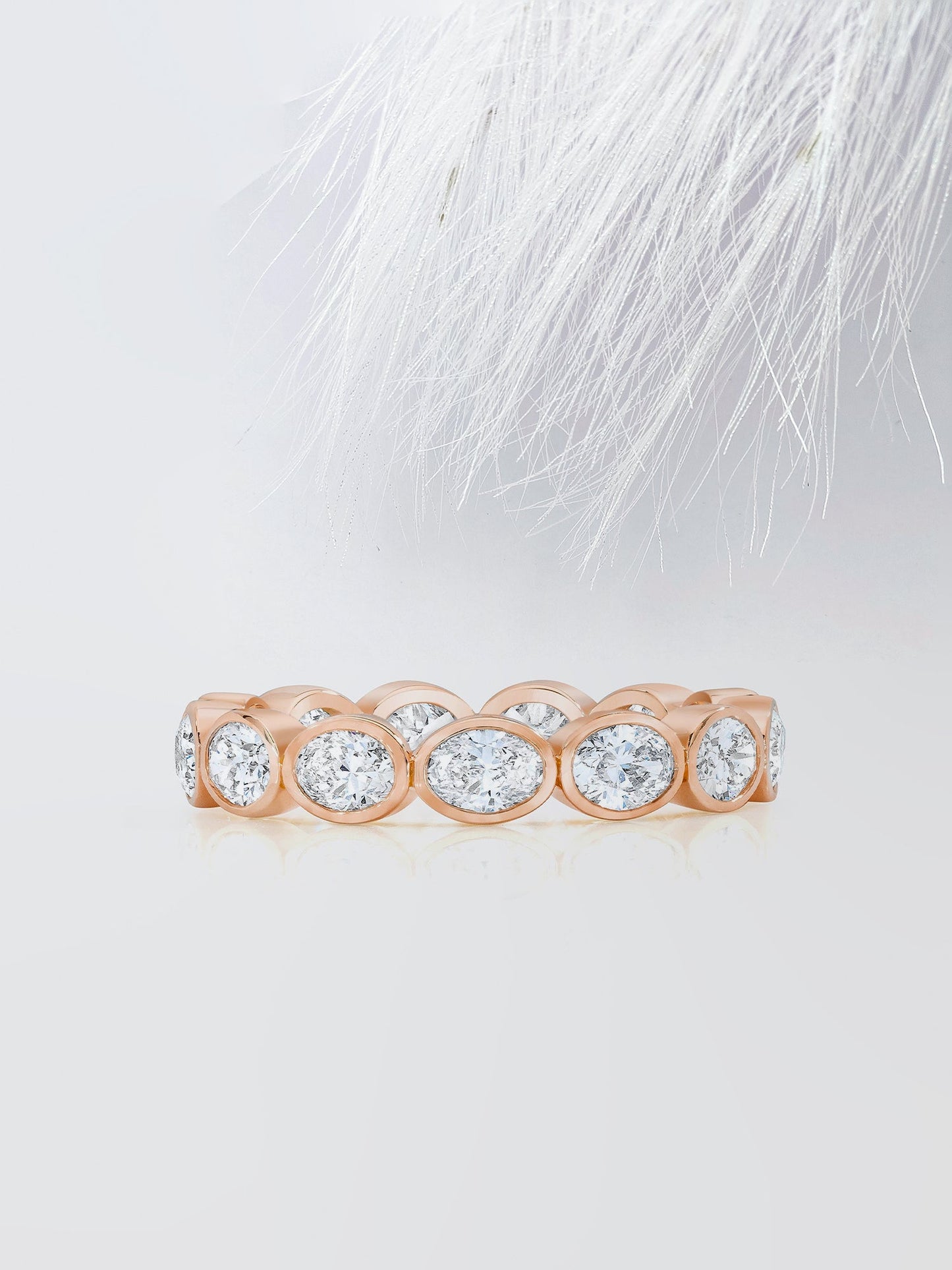 Oval Cut Bezel Diamond Wedding Band For Women