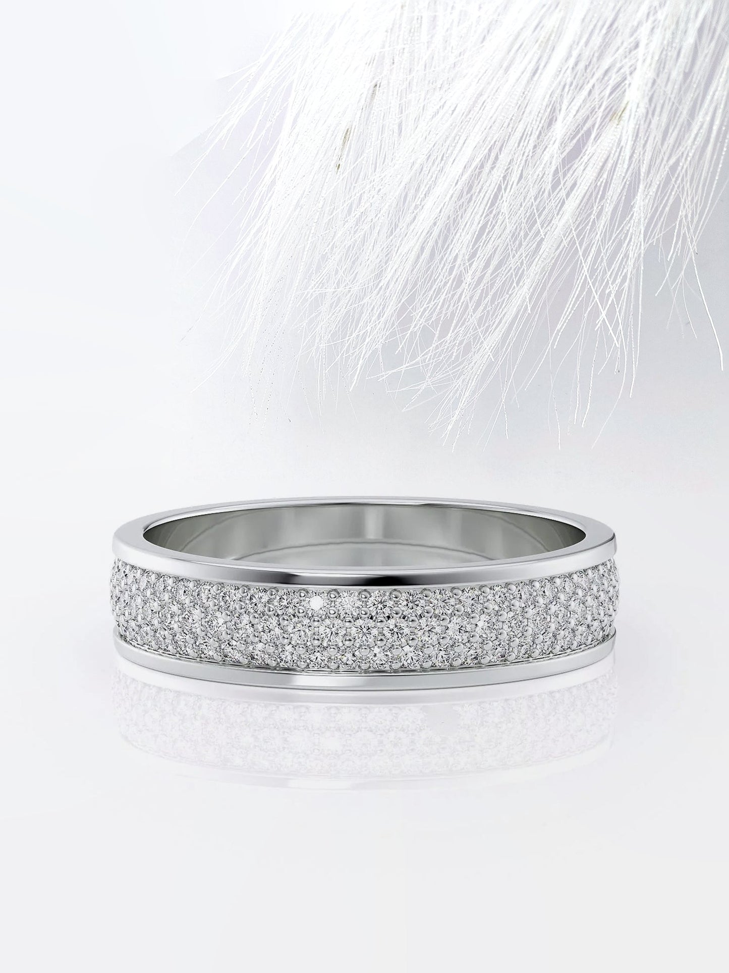 Round Cut Three Row Channel Moissanite Men's Diamond Wedding Band