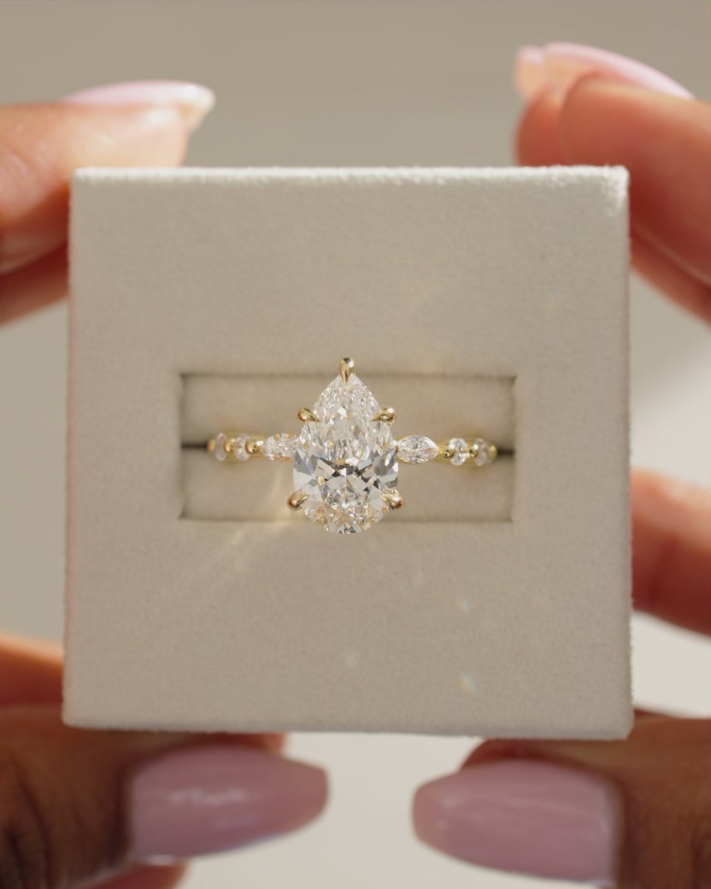 1.0 CT Pear Cut Hidden Halo Pave Setting Moissanite Wedding Ring