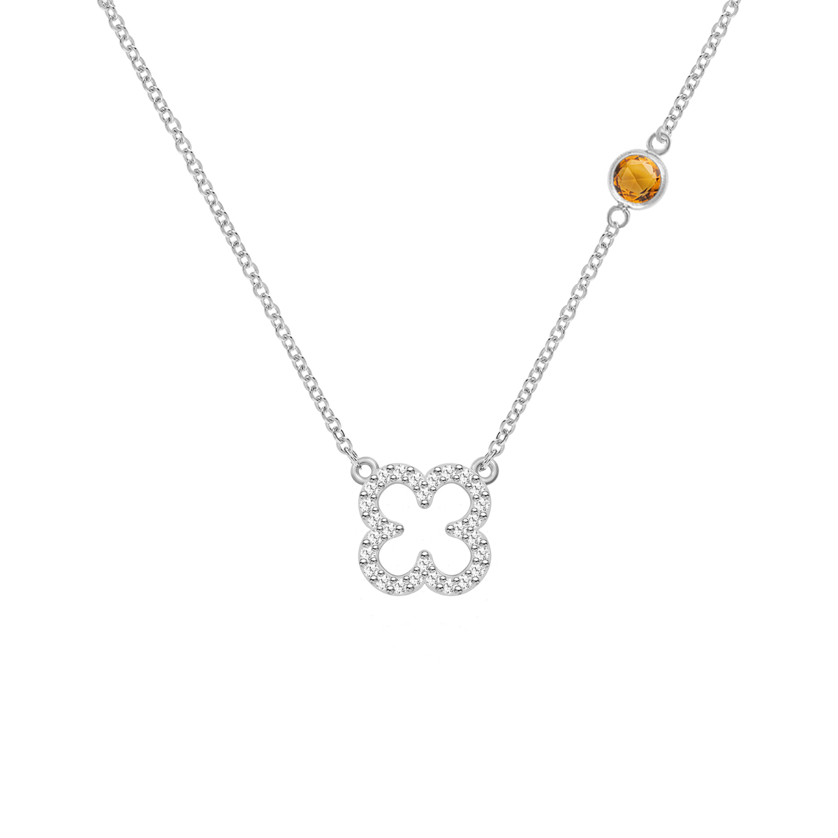 1.93TCW Round Open Floral Moissanite November Birthstone Necklace