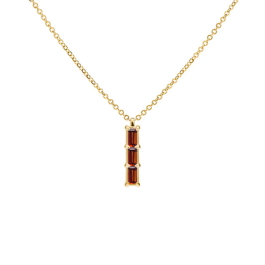 0.50 TCW Baguette Cut Red Garnet Moissanite Necklace-January Birthstone