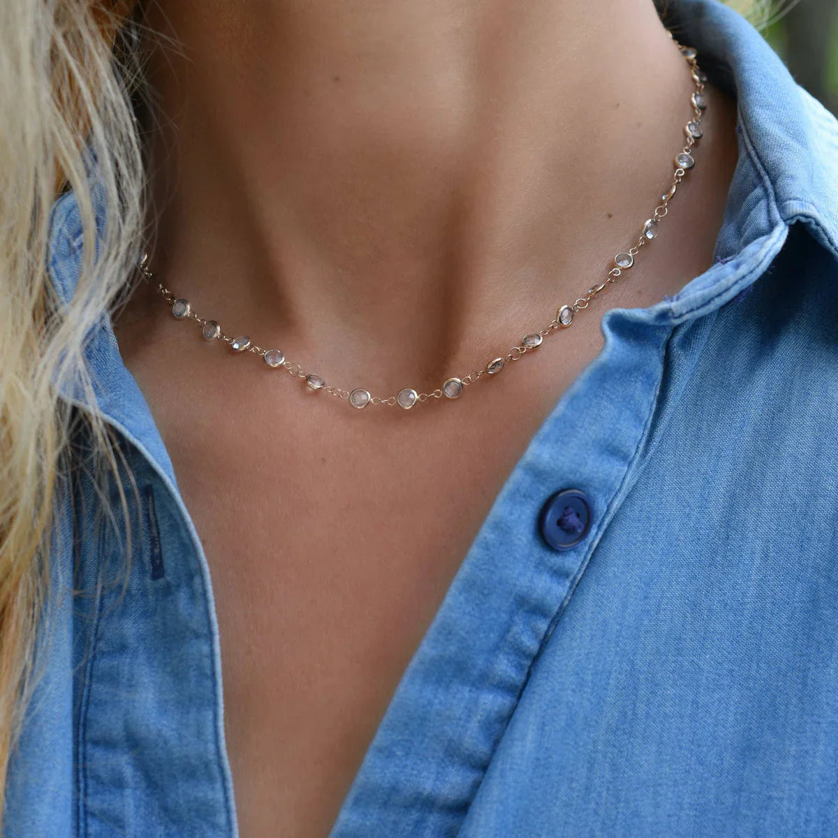 9.36TCW Round Diamond Moissanite April Birthstone Necklace