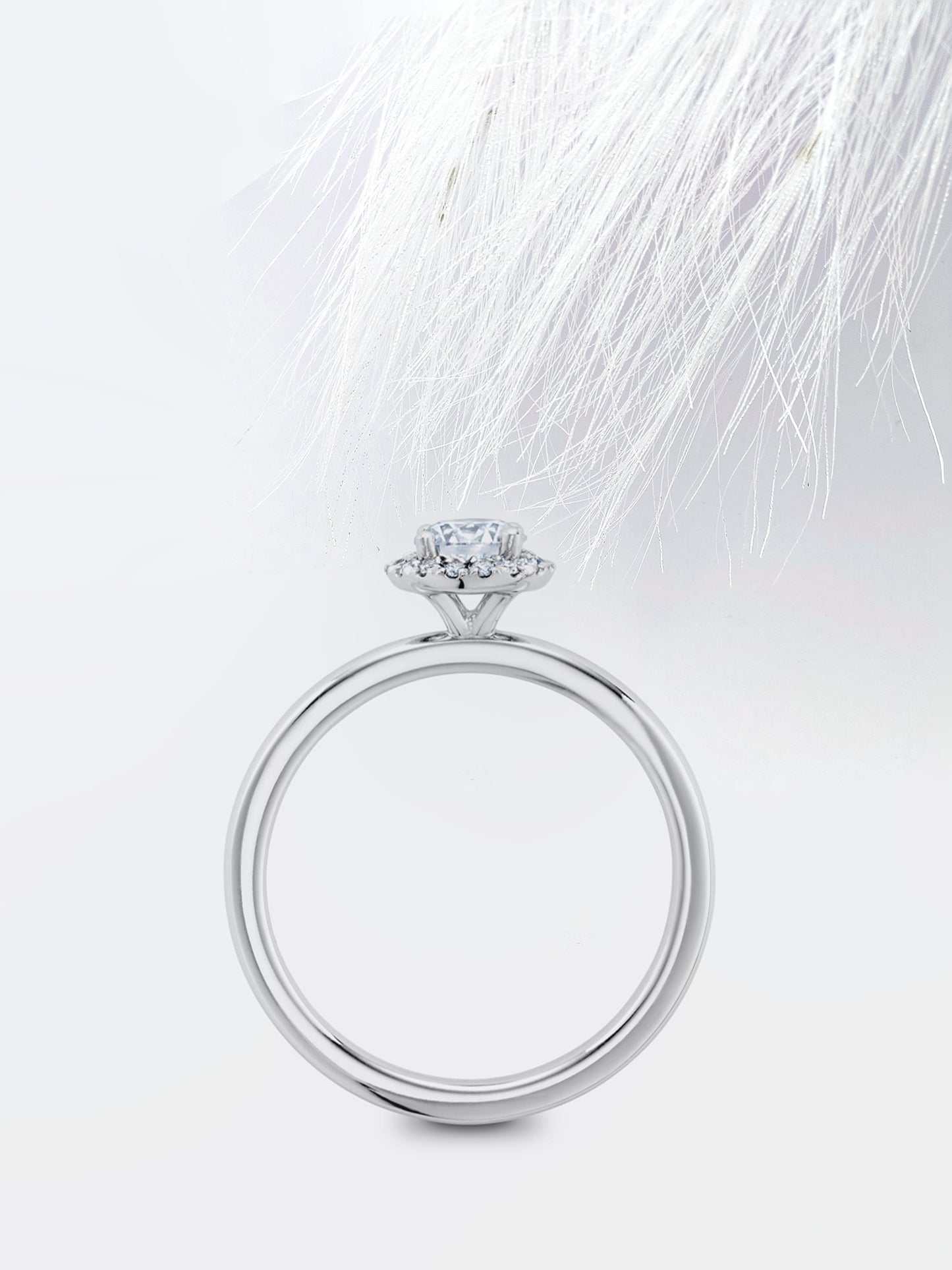 0.75CT Round Cut Halo Moissanite Diamond Engagement Ring For Her
