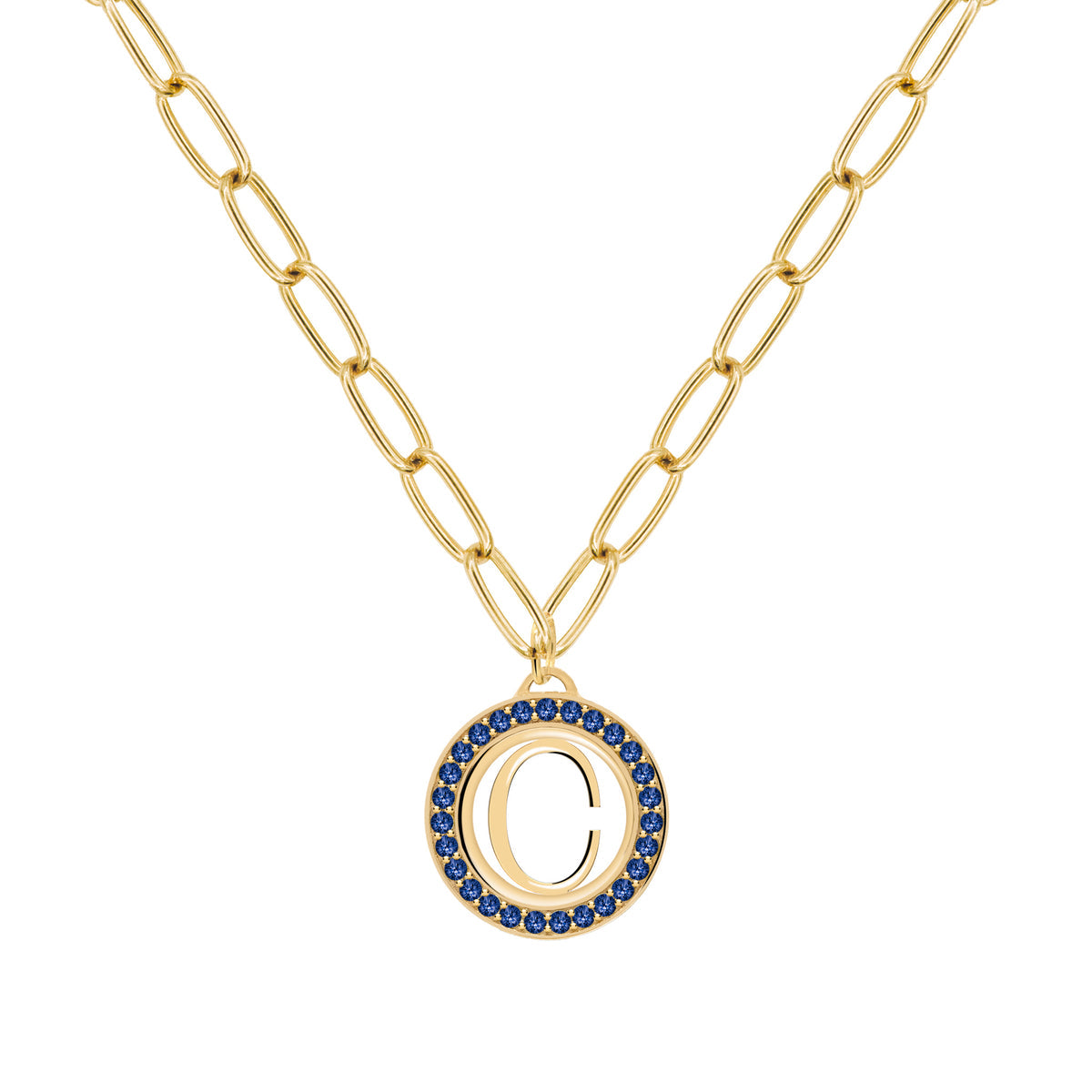 1.50TCW Round Sapphire Customized Moissanite September Birthstone Necklace