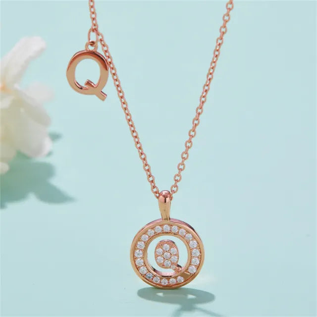 \ Q \" Letter Moissanite Diamond Necklace for Women"