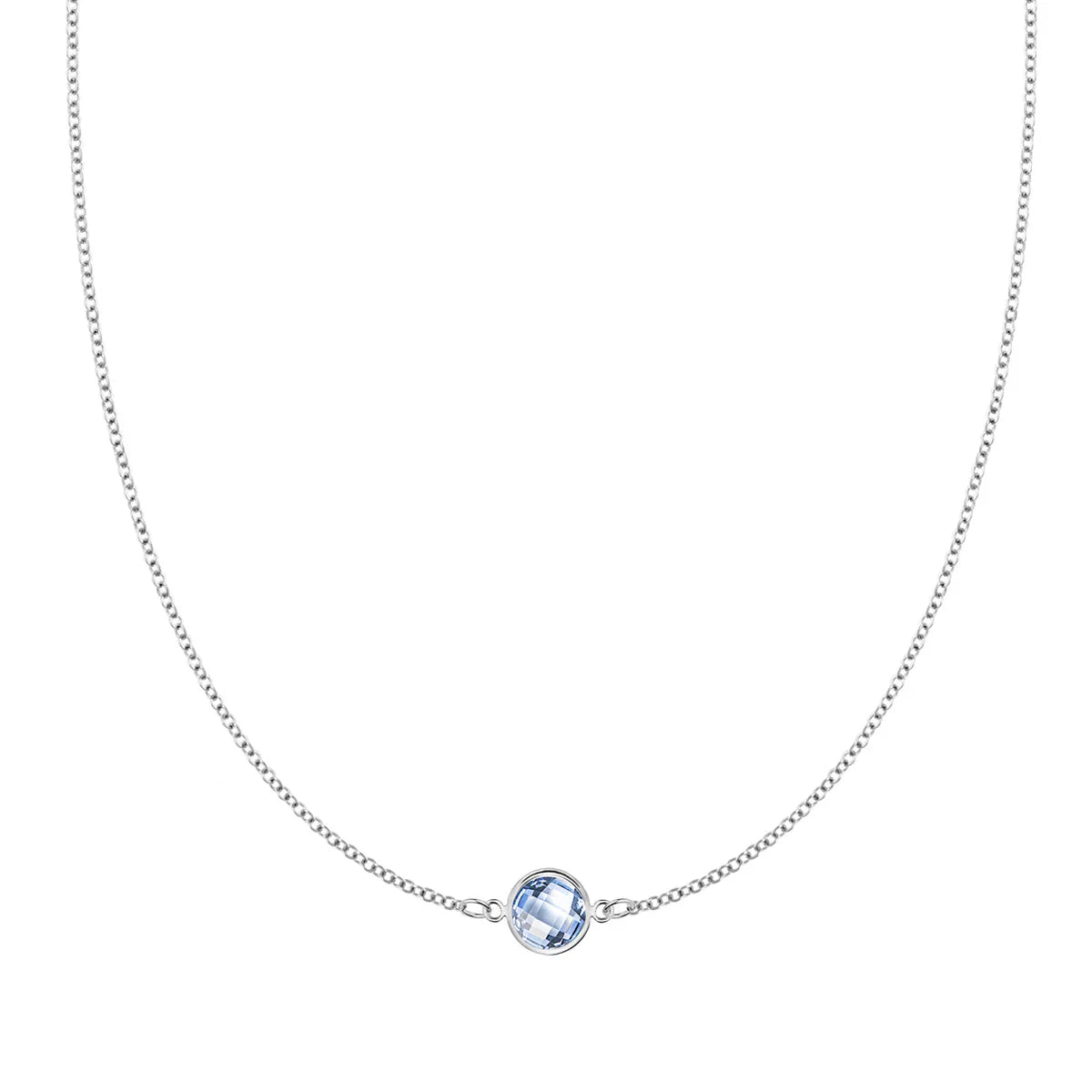 0.90CT Round Solitaire Aquamarine Moissanite March Birthstone Necklace