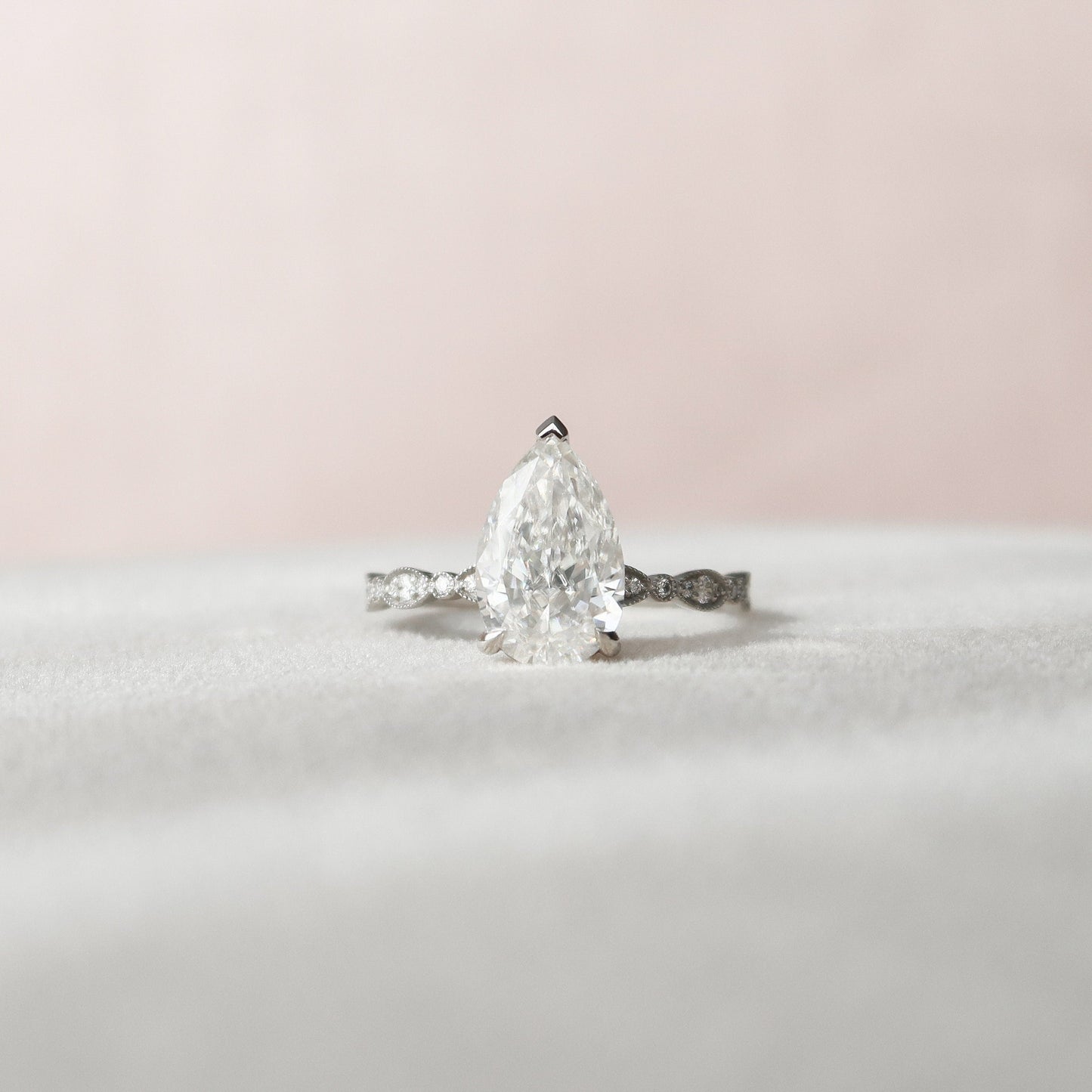 2.50CT Pear Cut Vintage Pave Moissanite Diamond Engagement Ring For Women