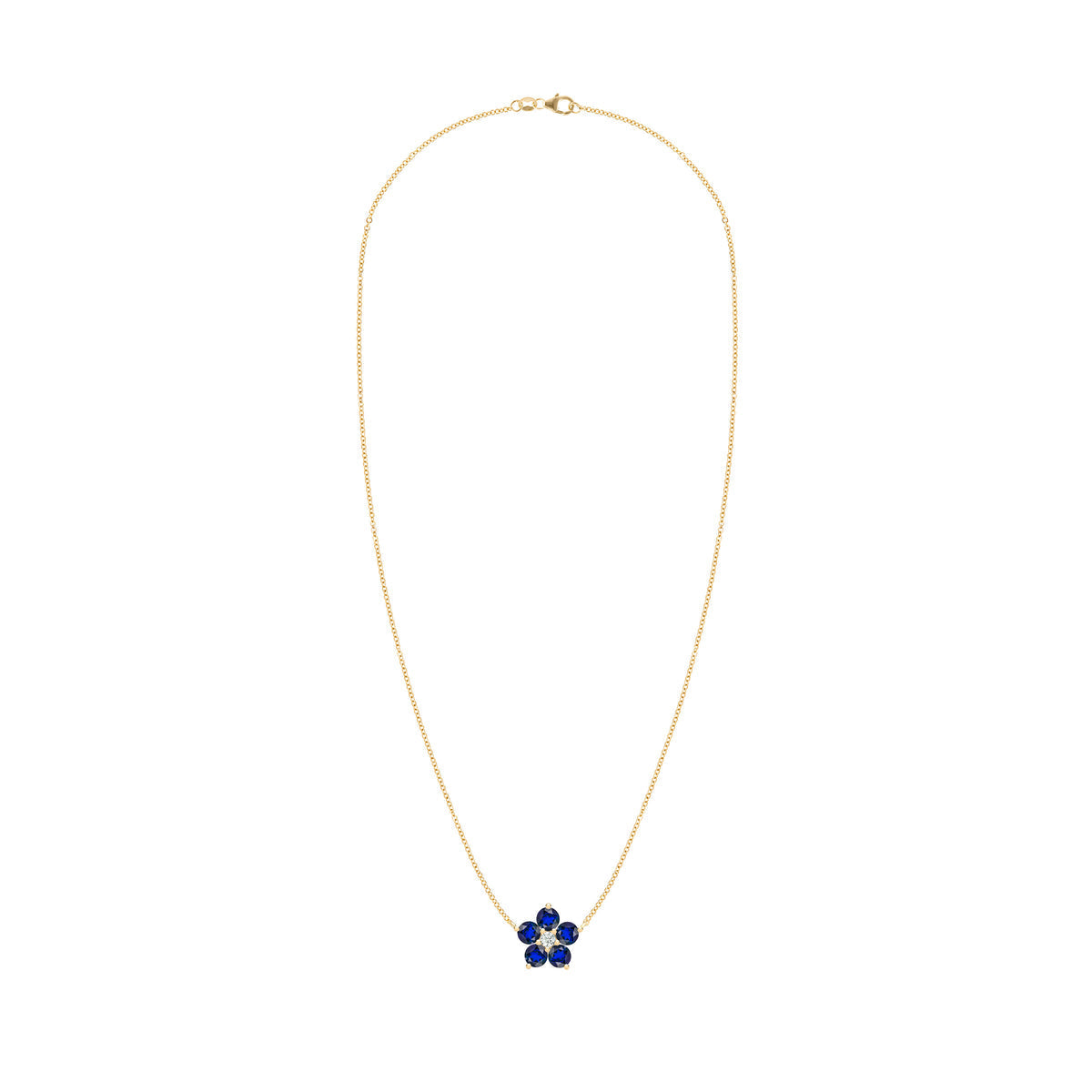 1.45 TCW Round Cut Flower Design Moissanite Necklace-September Birthstone