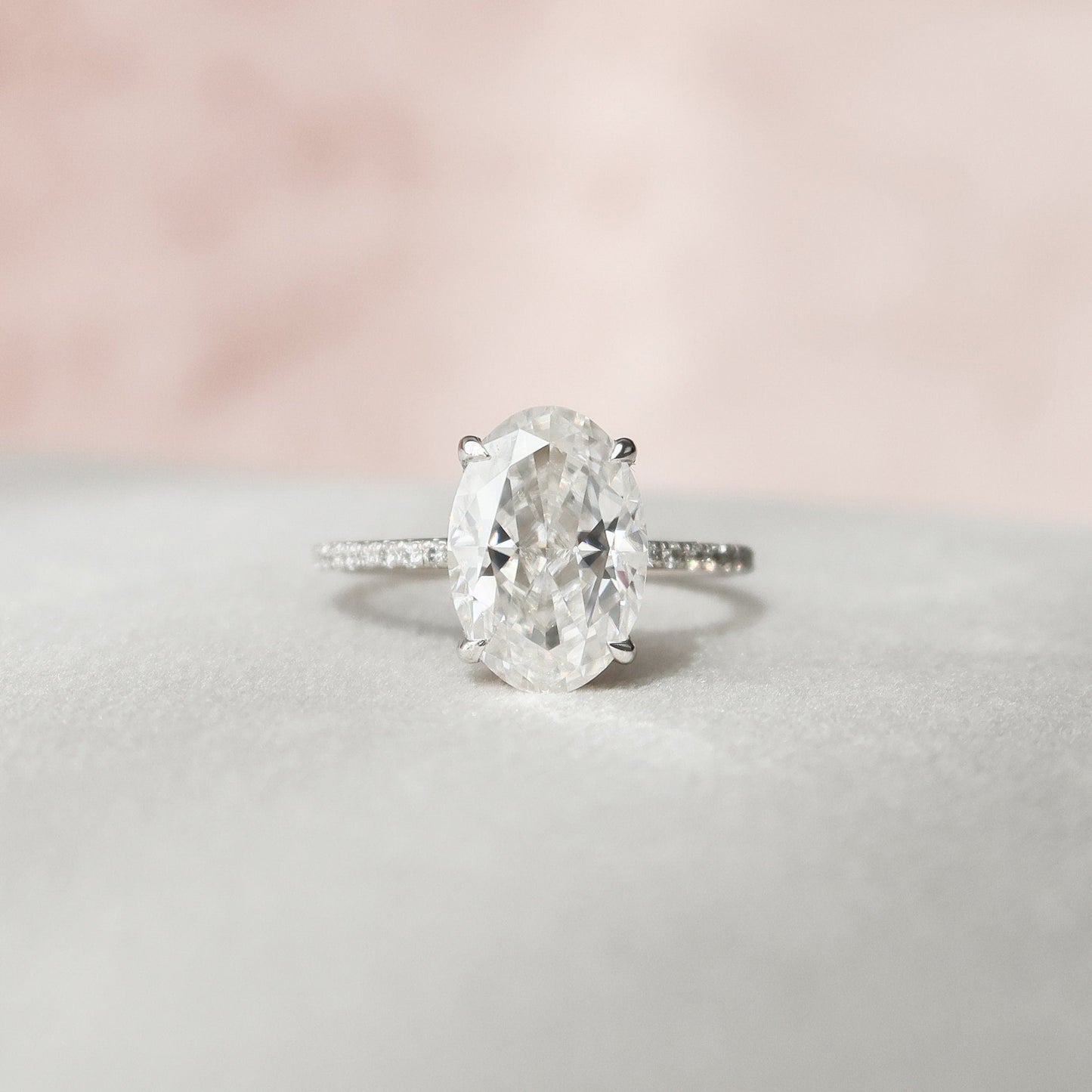 3.0CT Oval Cut Pave Moissanite Diamond Hidden Halo Engagement Ring