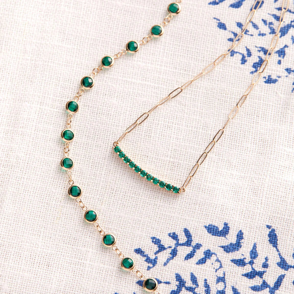1.32TCW Round Cut Emerald Moissanite May Birthstone Necklace