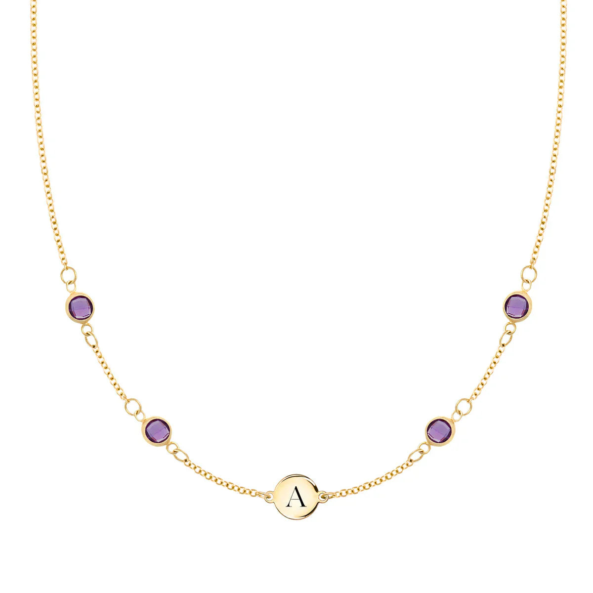 1.0TCW Round Customized Moissanite Diamond February Birthstone Necklace