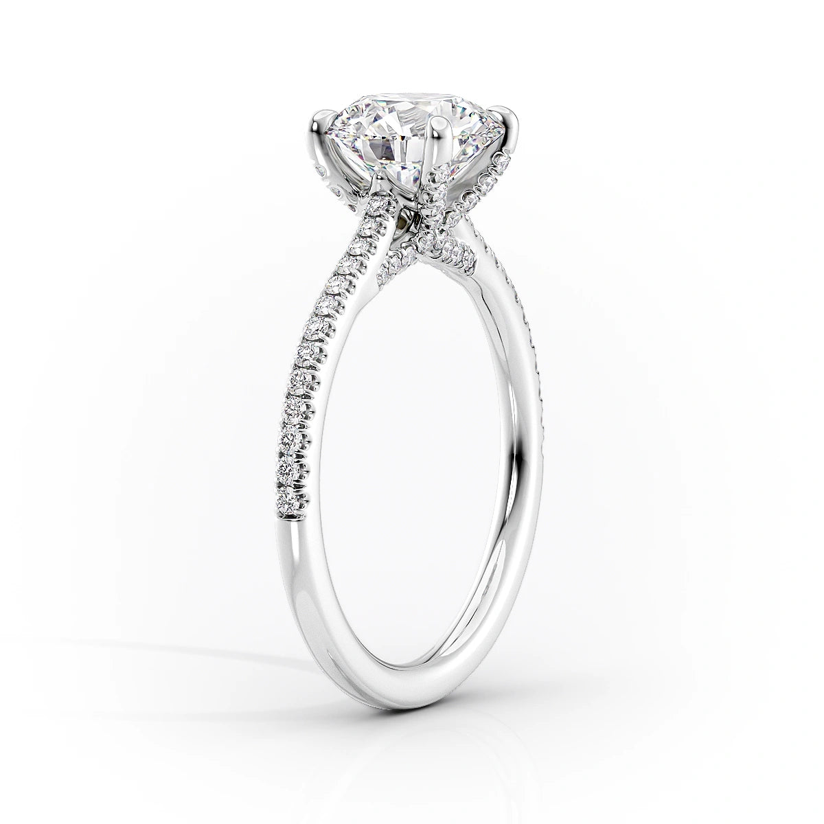 1.50 CT Radiant Moissanite Pave Setting Engagement Ring