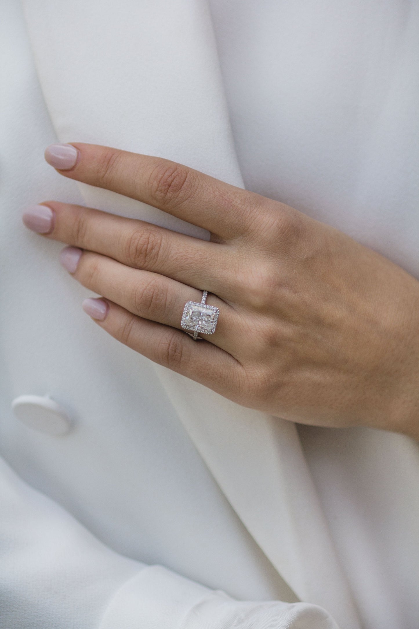 3.50CT Radiant Cut Unique Halo Diamond Moissanite Engagement Ring