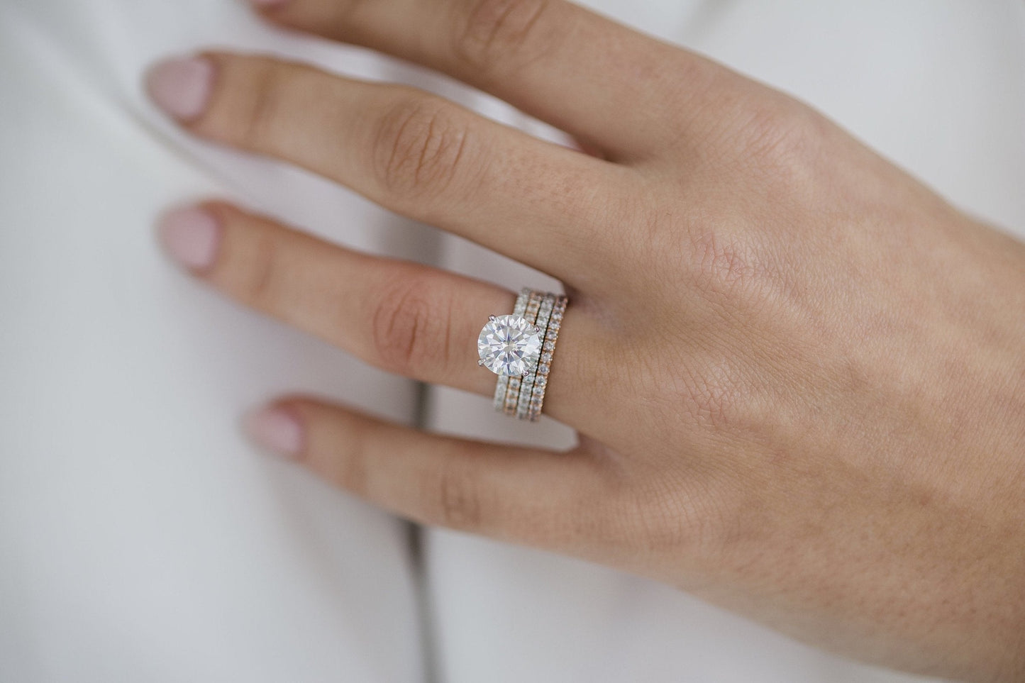 2.50CT Round Cut Hidden Halo Moissanite Diamond Engagement Ring