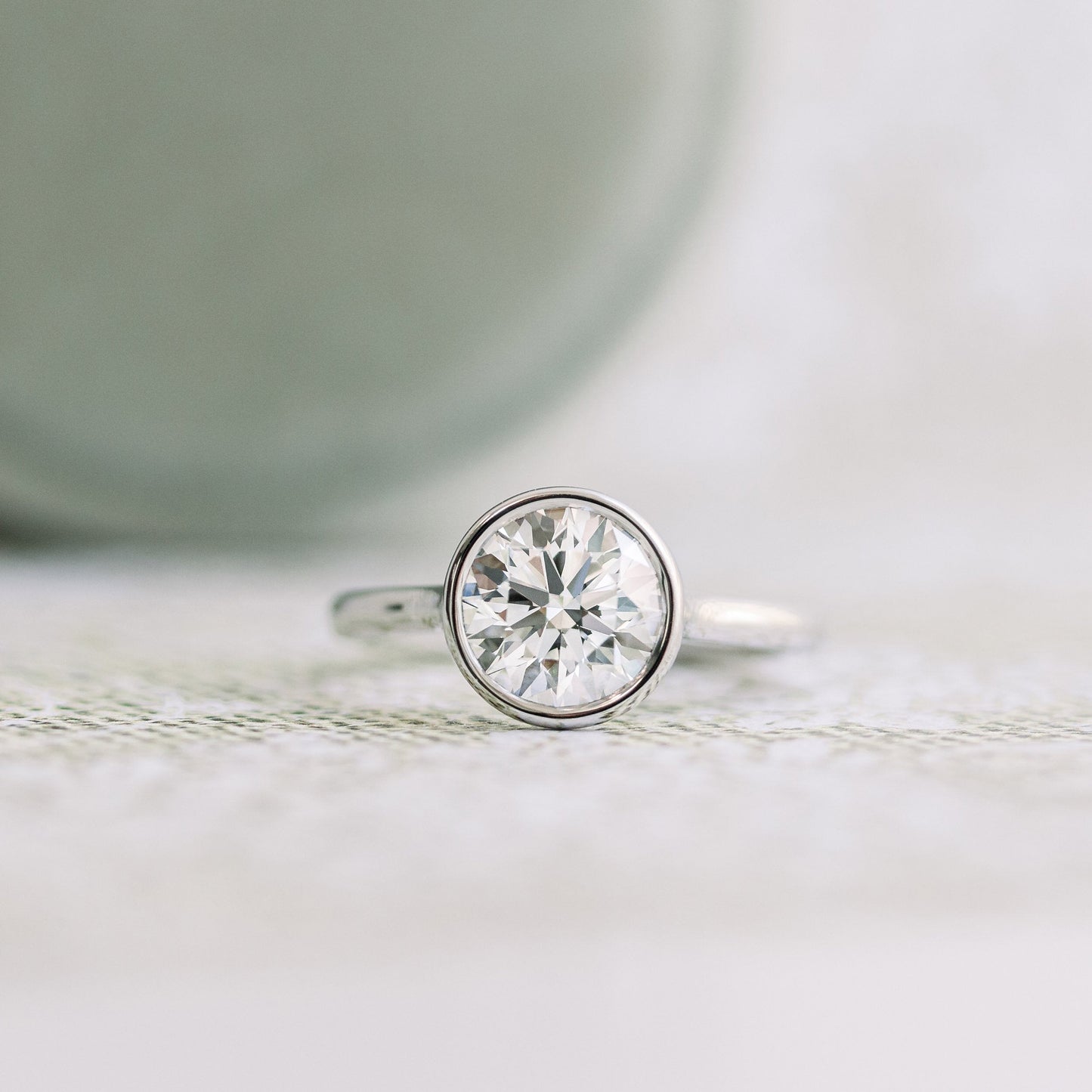 1.5ct Round Cut Moissanite Diamond Bezel Solitare Engagement Ring
