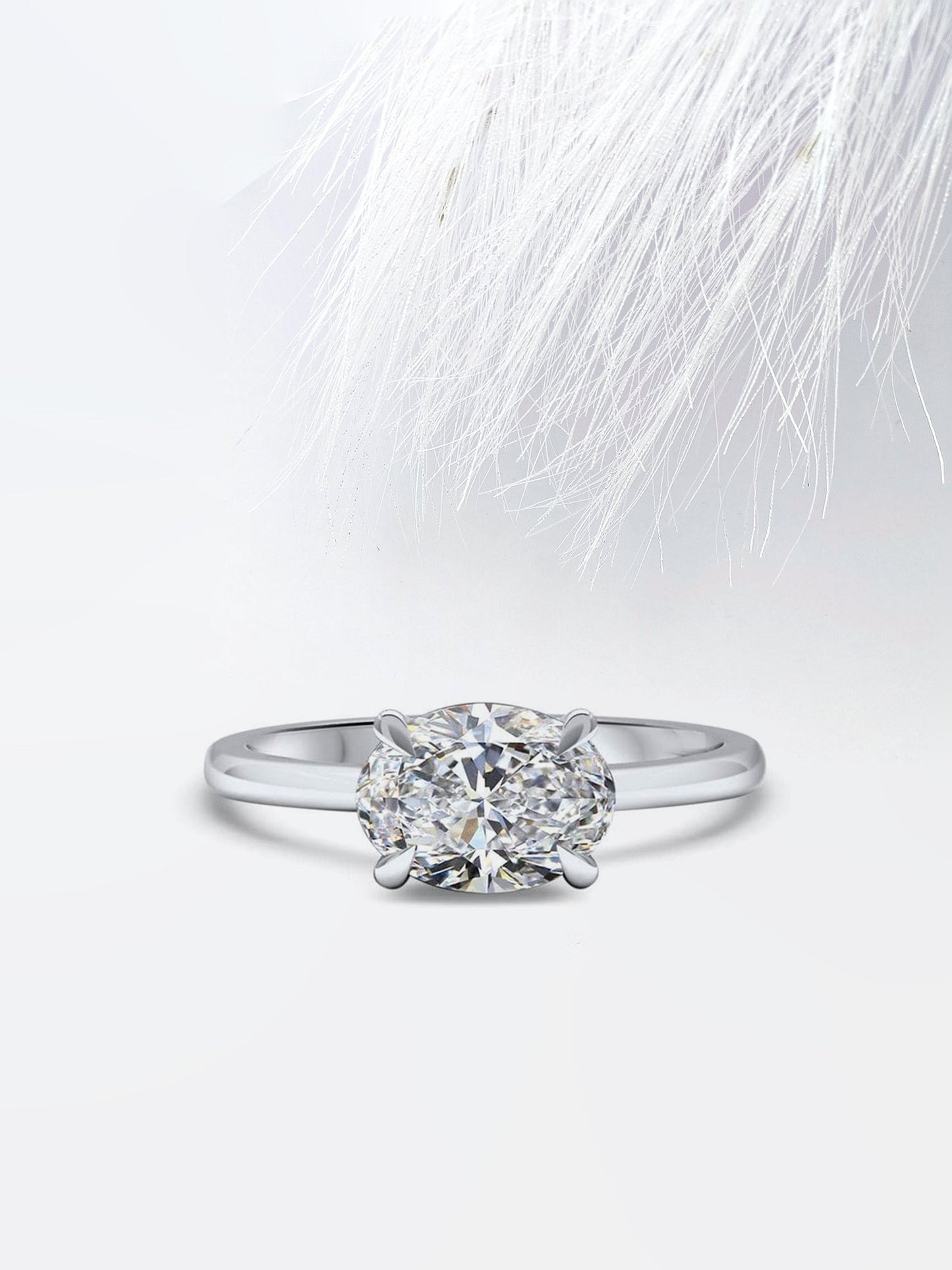 2.5CT East West Oval Cut Solitaire Moissanite Diamond Engagement Ring For Women