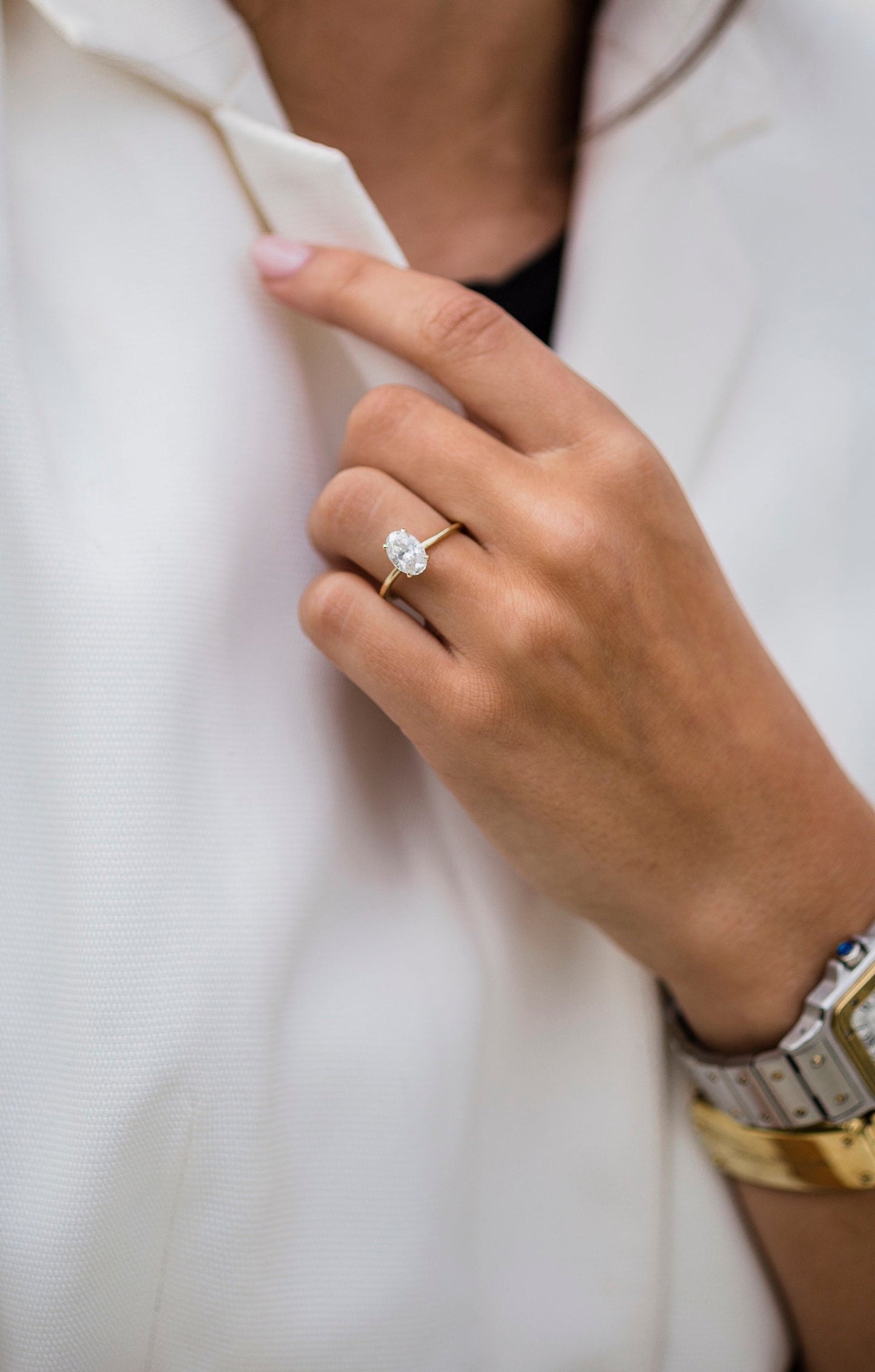 1.85CT Oval Cut Solitaire Moissanite Diamond Engagement Ring