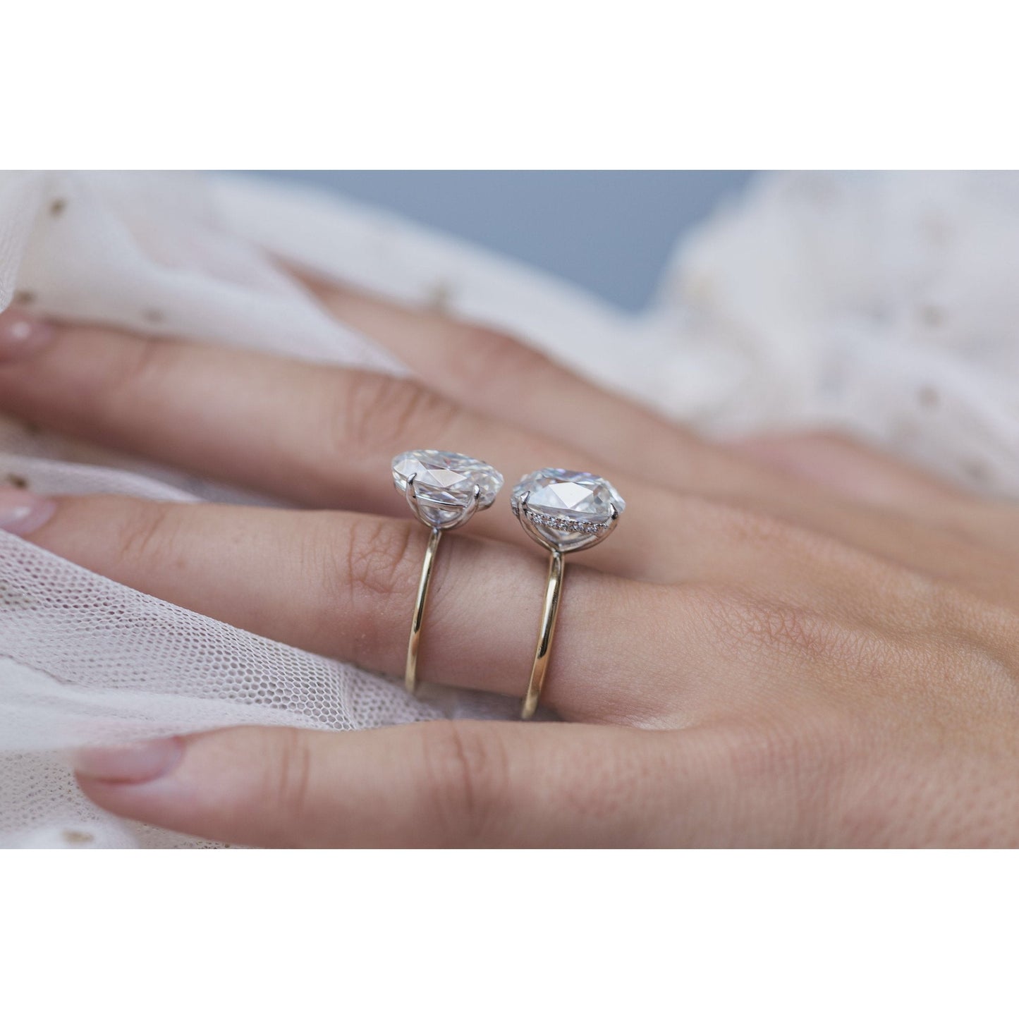 4.0CT Oval Cut Moissanite Hidden Halo Engagement Ring