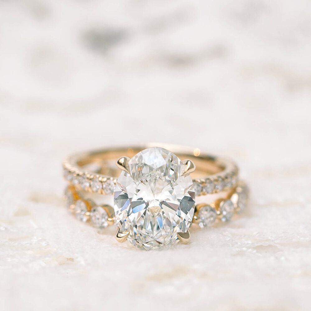 1.75CT Oval Cut Moissanite Classic Pave Diamond Engagement Ring
