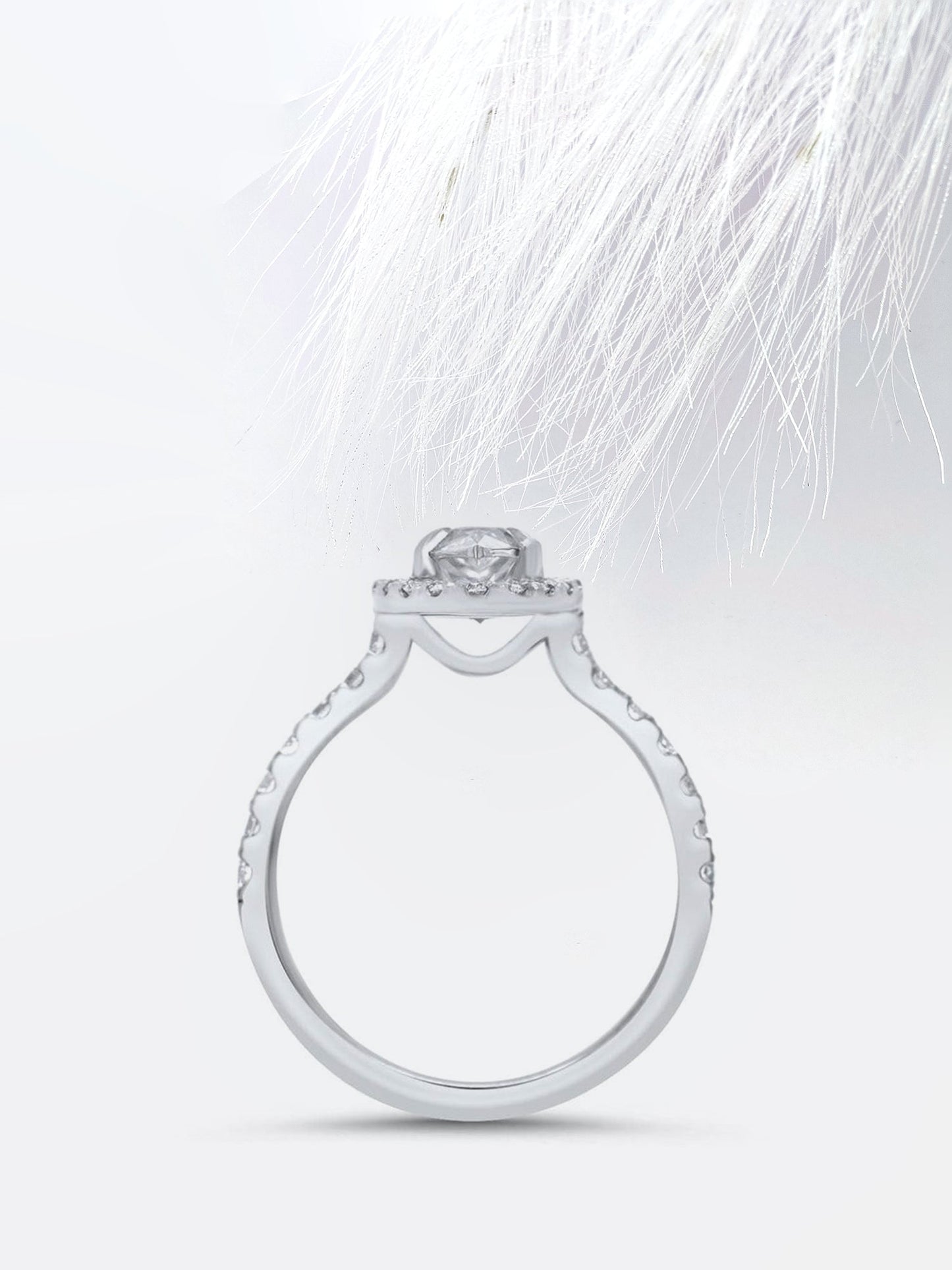 2.0CT Marquise Cut Halo Moissanite Diamond Engagement Ring in White Gold