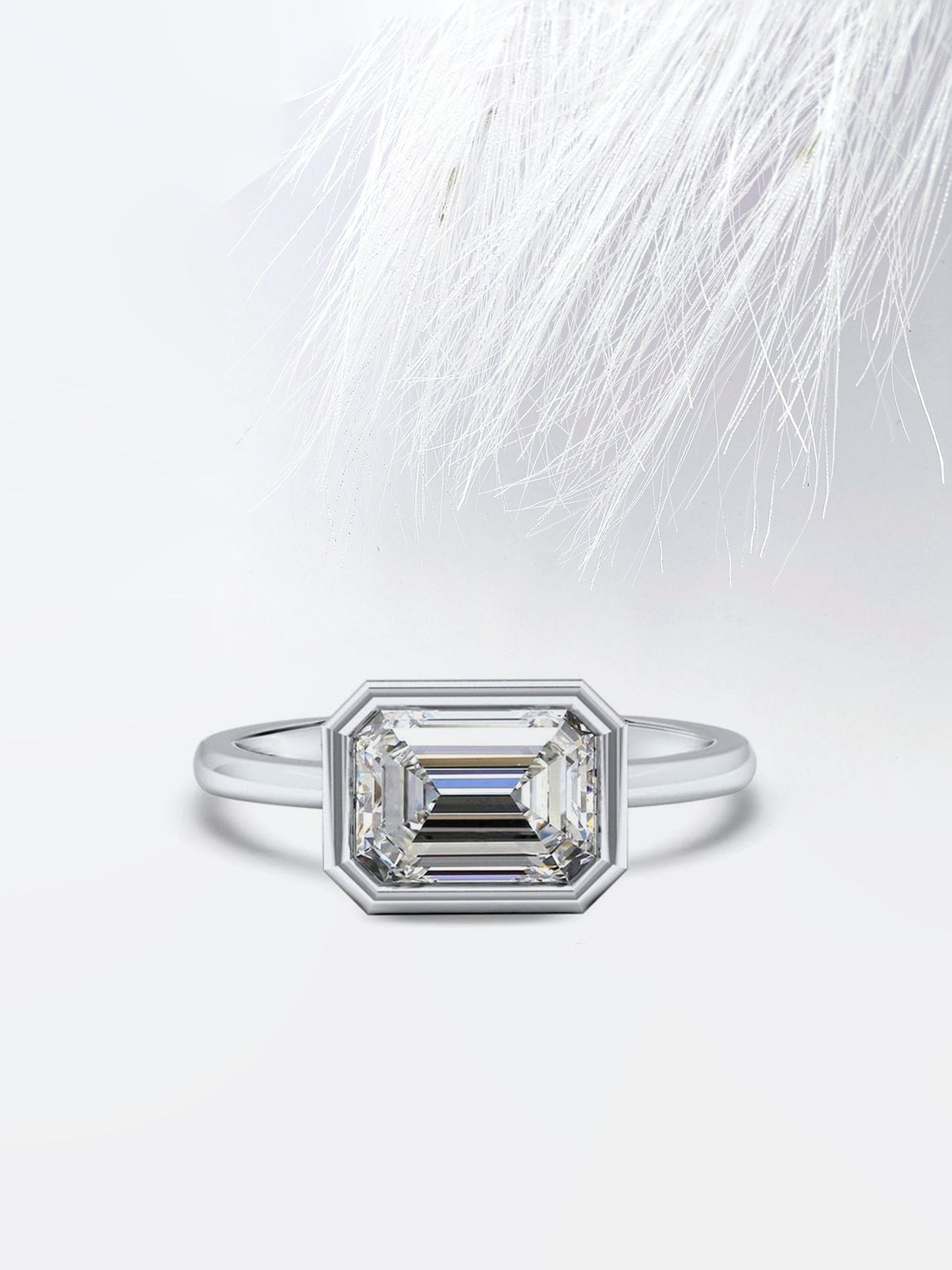 2.0CT Emerald Cut Bezel Moissanite Diamond Engagement Ring For Her